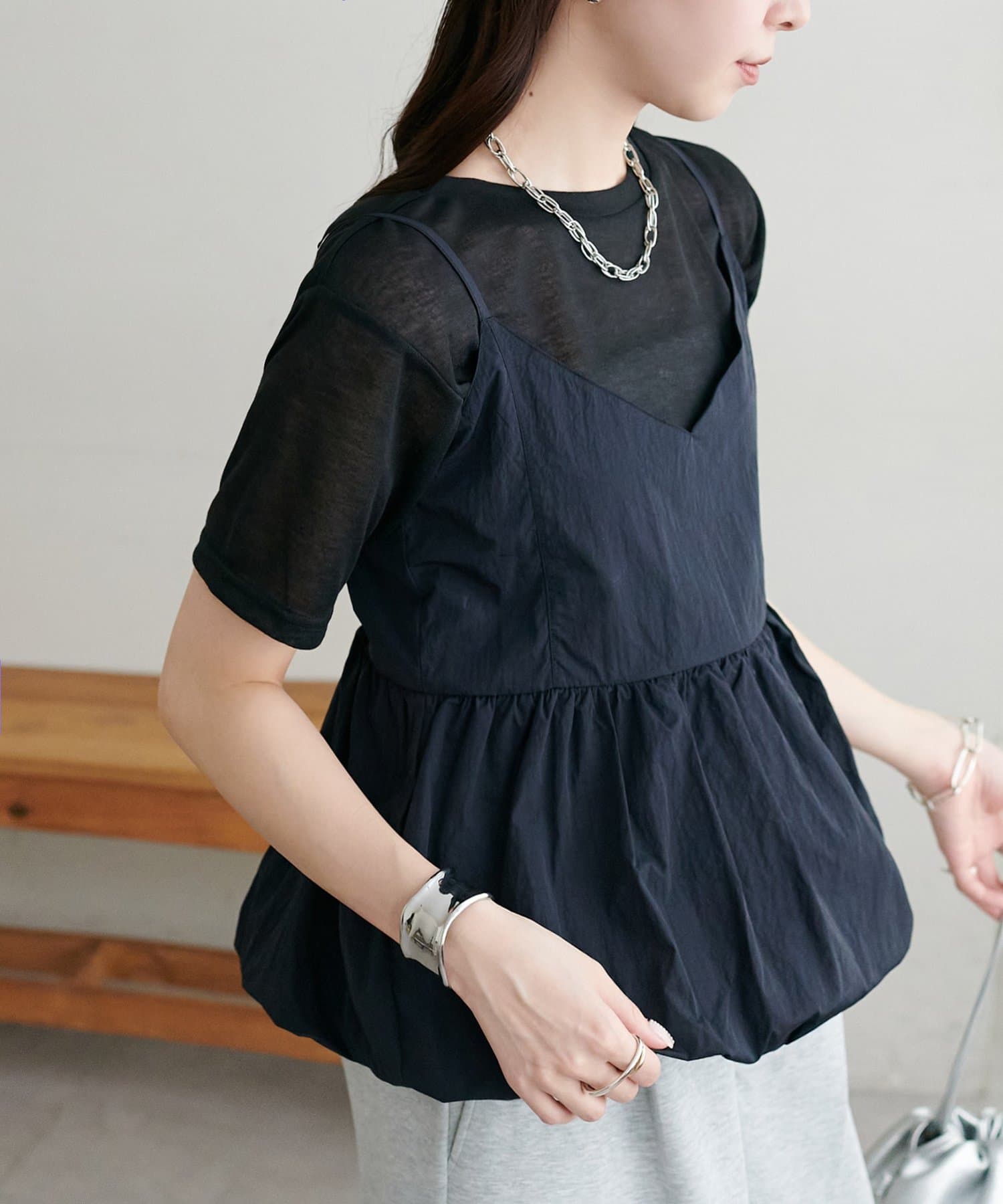 DISCOAT(ディスコート) 【WEB限定】バルーンキャミソール＋シーアーTシャツセット