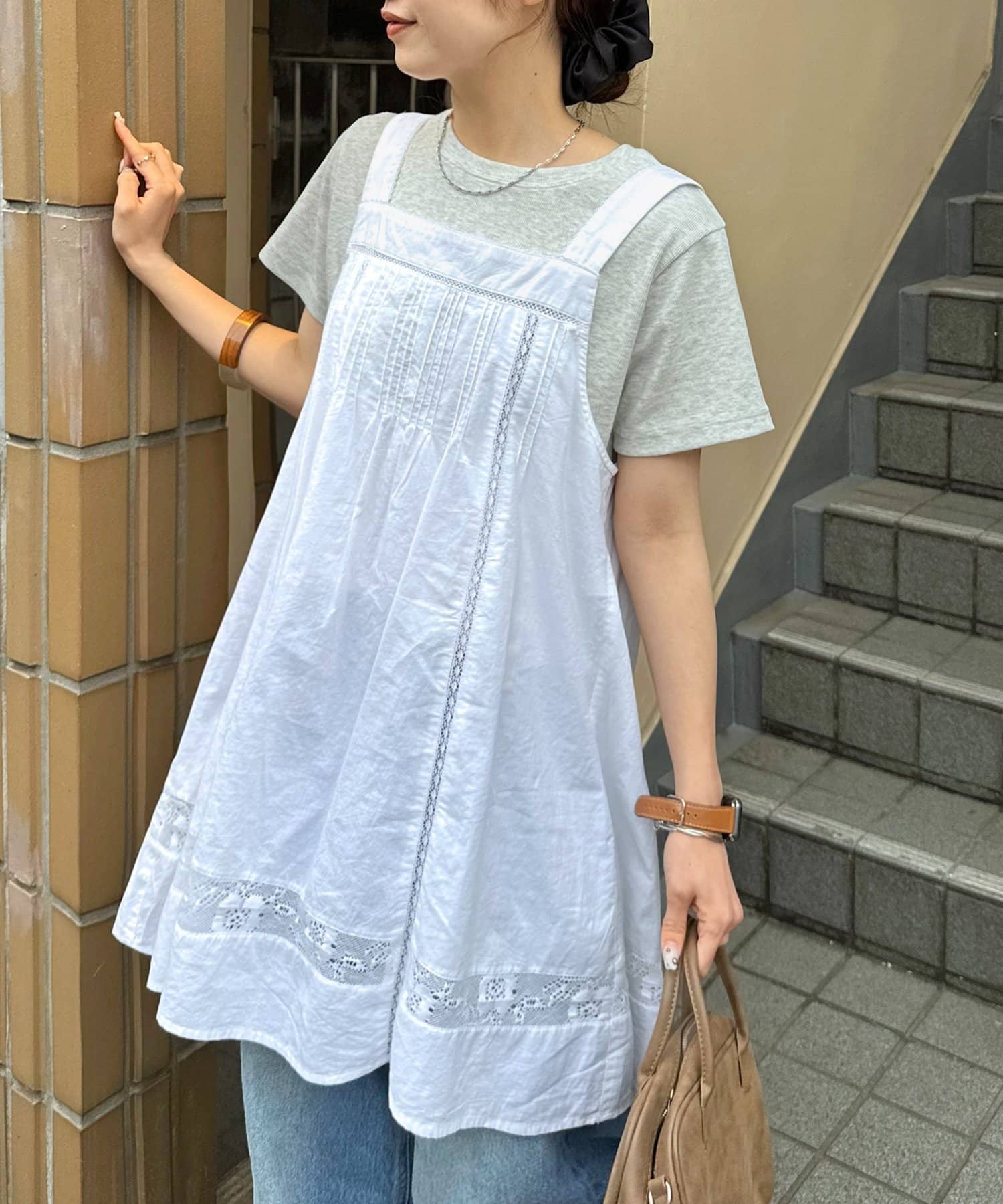 DISCOAT(ディスコート) 【umm.】WEB限定レース使いノースリチュニック