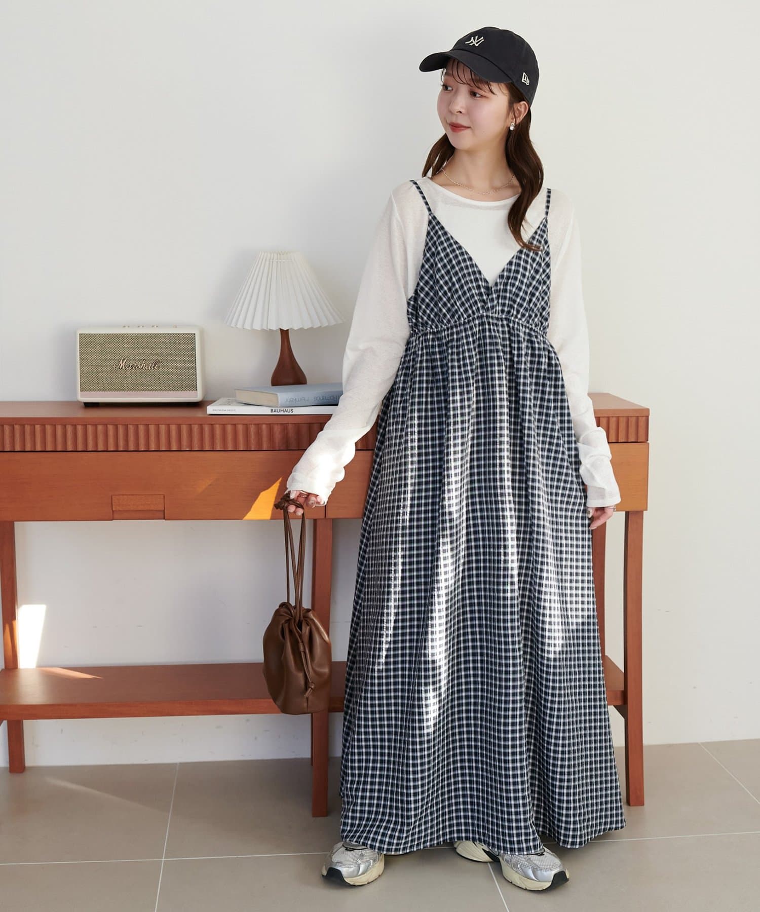 DISCOAT(ディスコート) 【丈感調整可/WEB限定 】チェックキャミワンピース