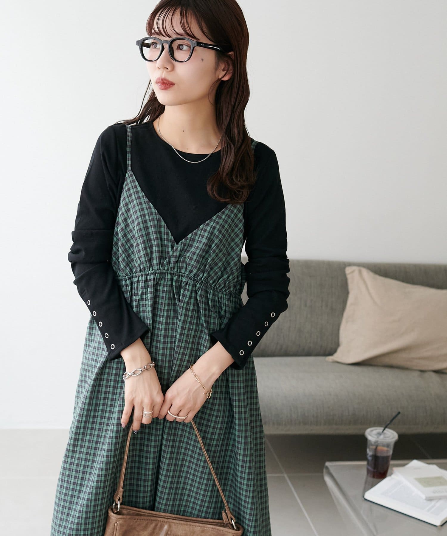 SS先行予約/丈感調整可/WEB限定 】チェックキャミワンピース | DISCOAT