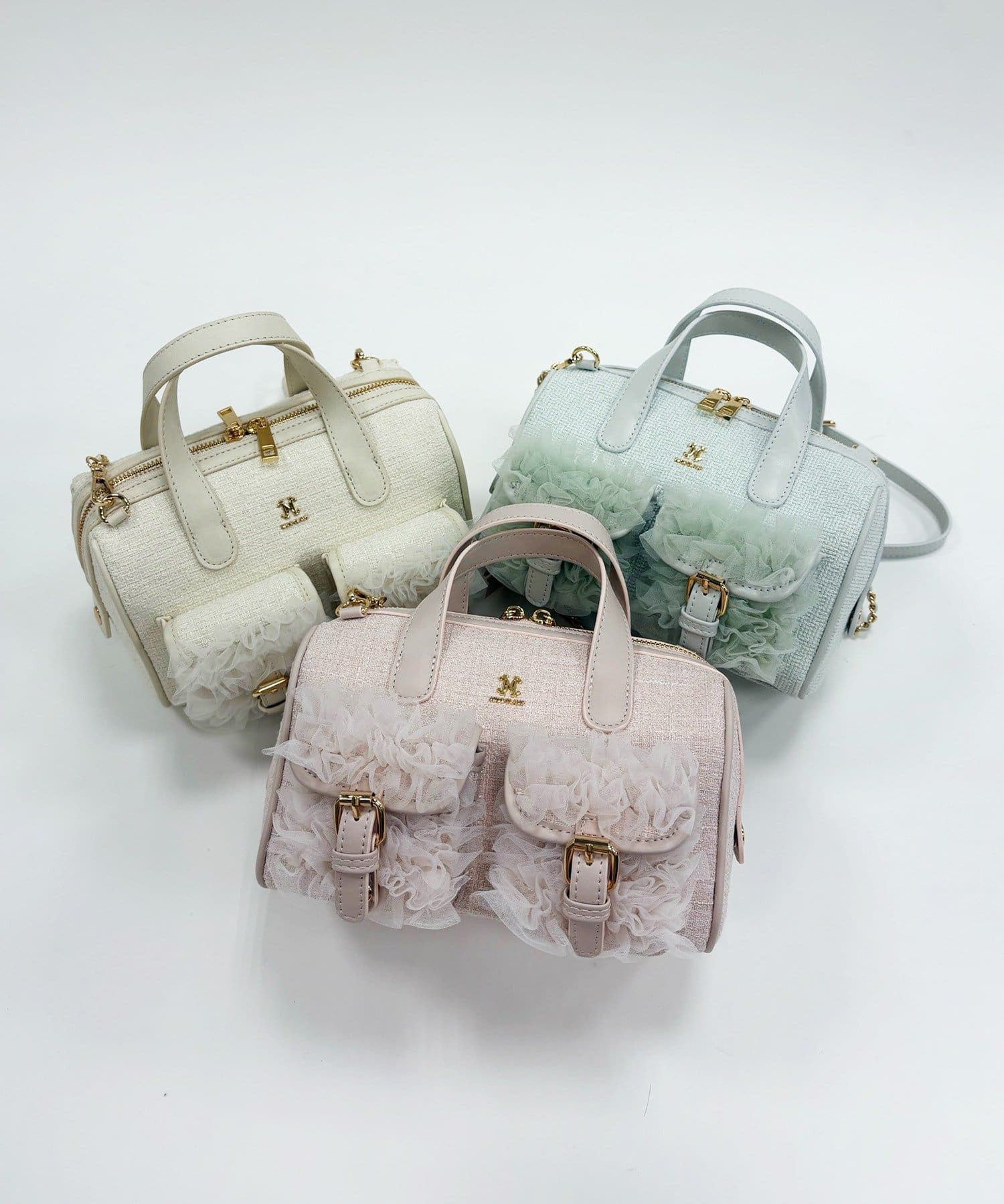 one after another NICE CLAUP(ワンアフターアナザー ナイスクラップ) 【premiumorder】チュールポケットミニボストンバッグ