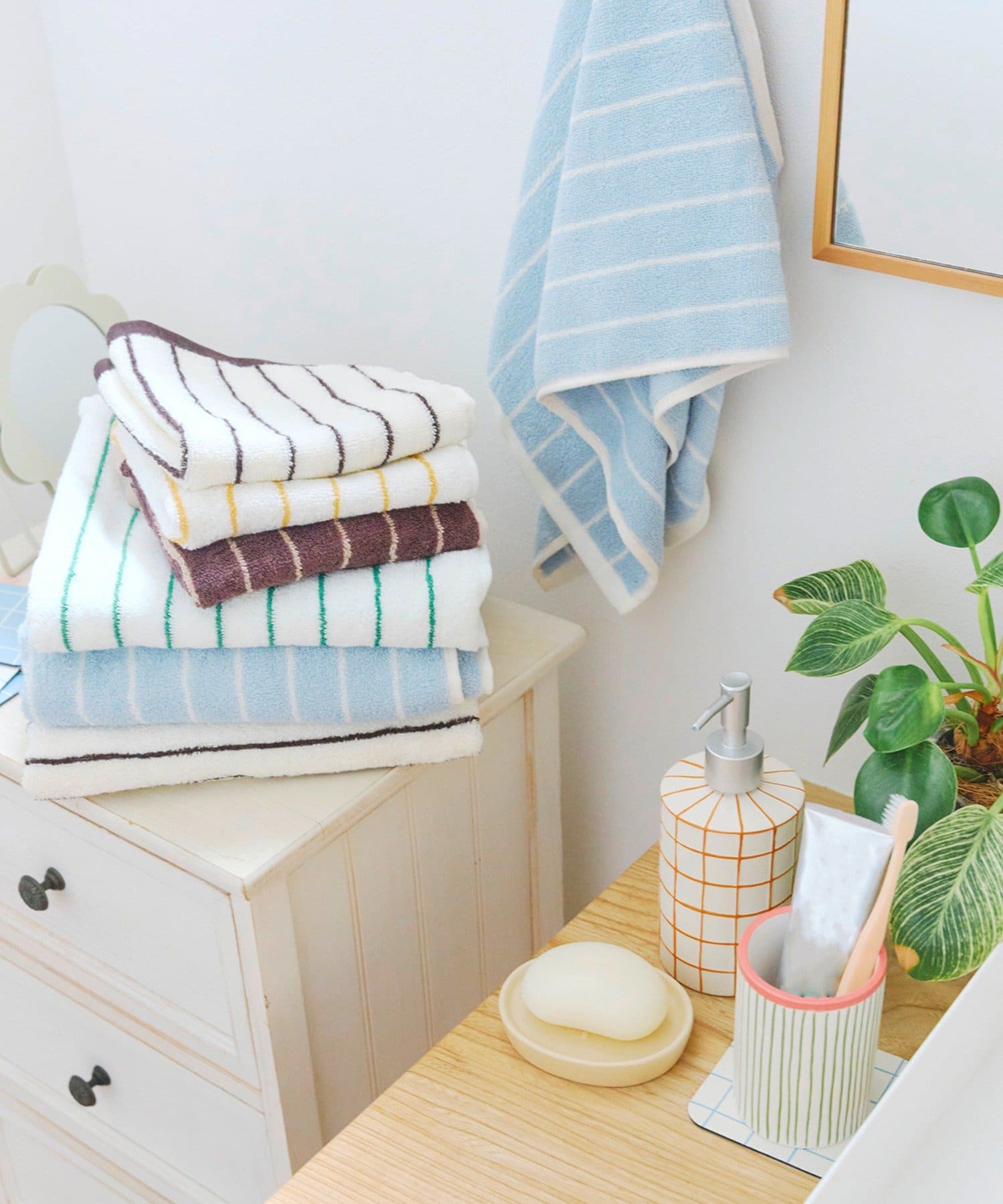 salut!(サリュ) ストライプフェイスタオル80×35cm／Colorful Sink Days