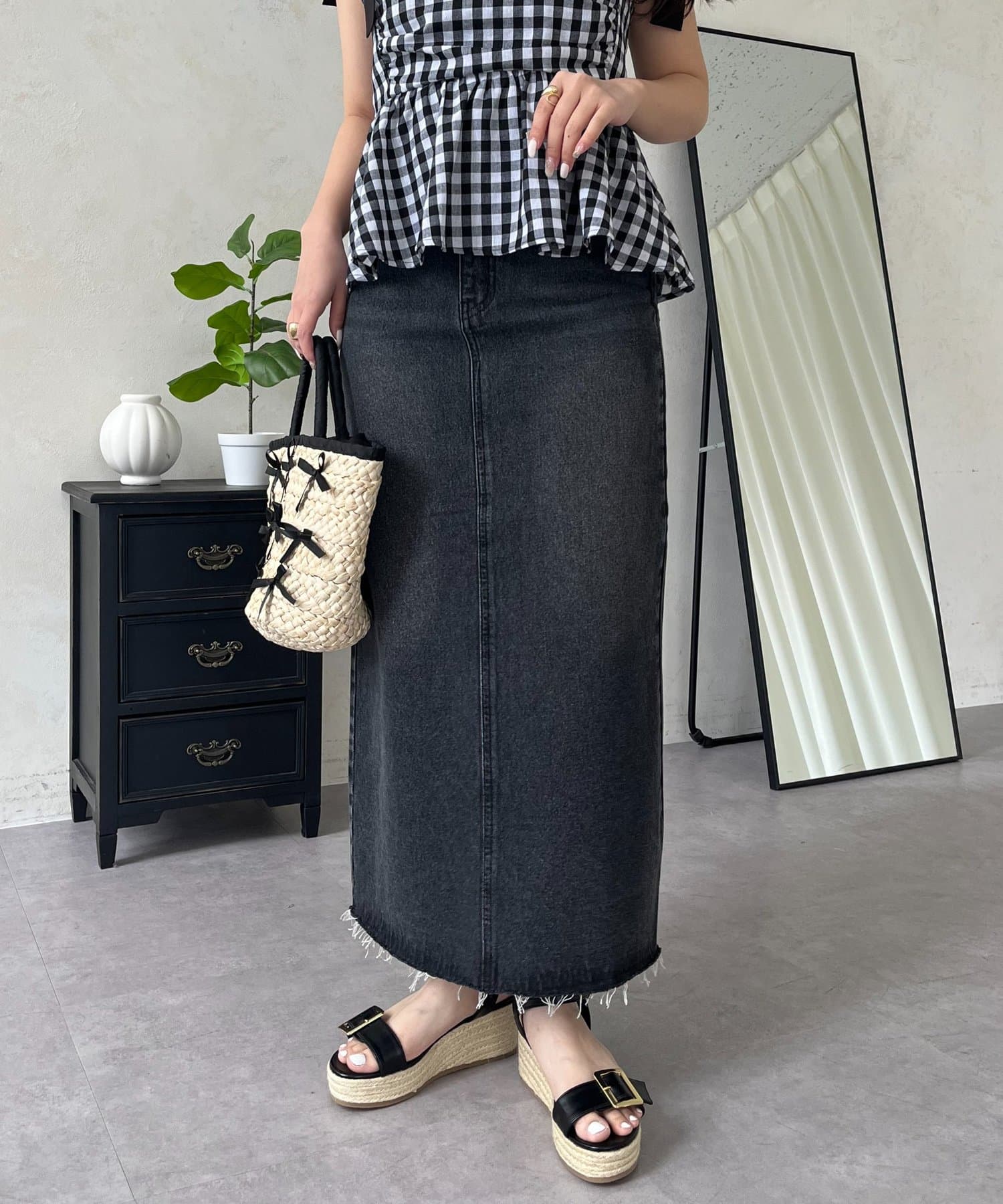 prose verse(プロズヴェール) バックスリットデニムナロースカート