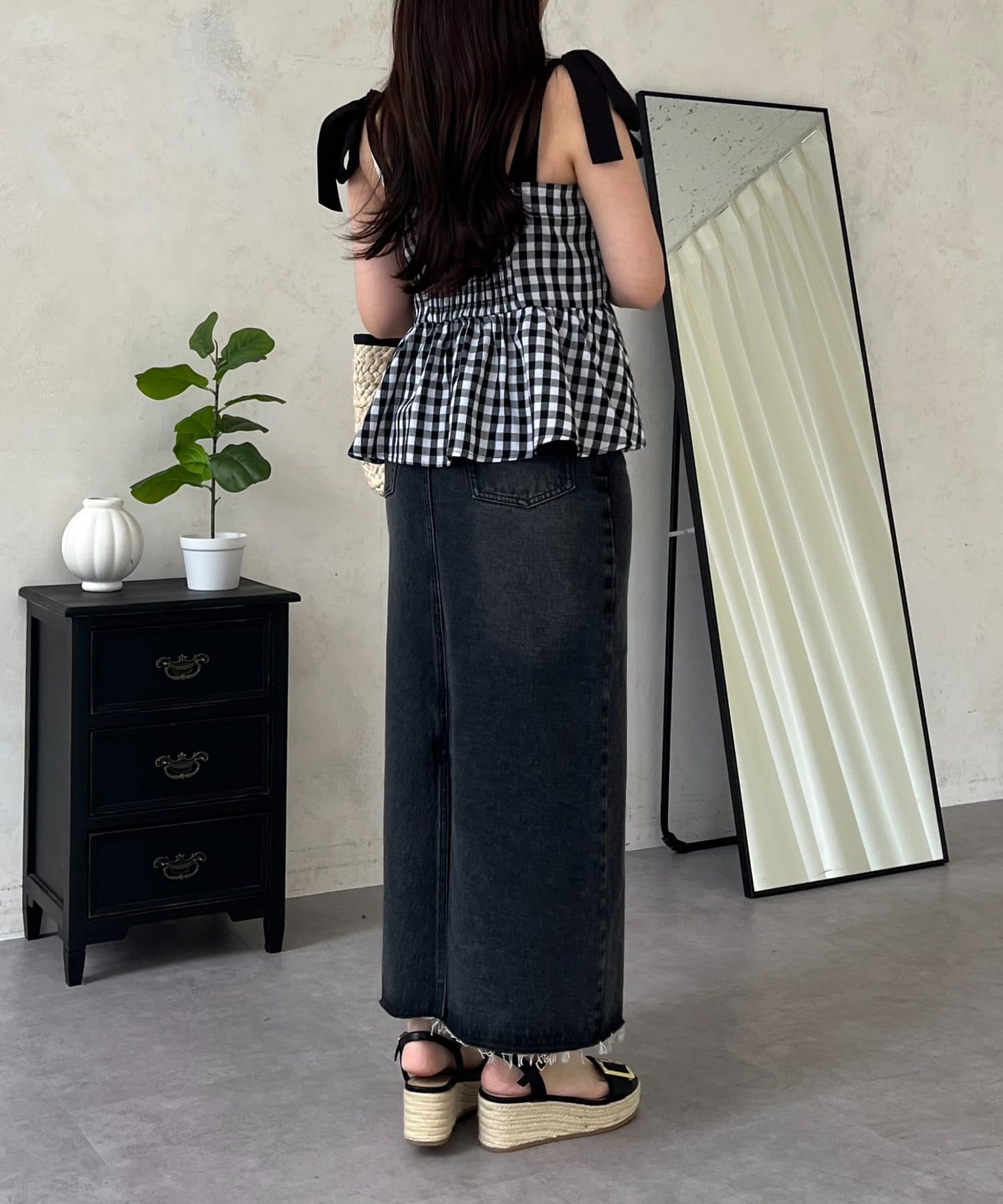 prose verse(プロズヴェール) バックスリットデニムナロースカート