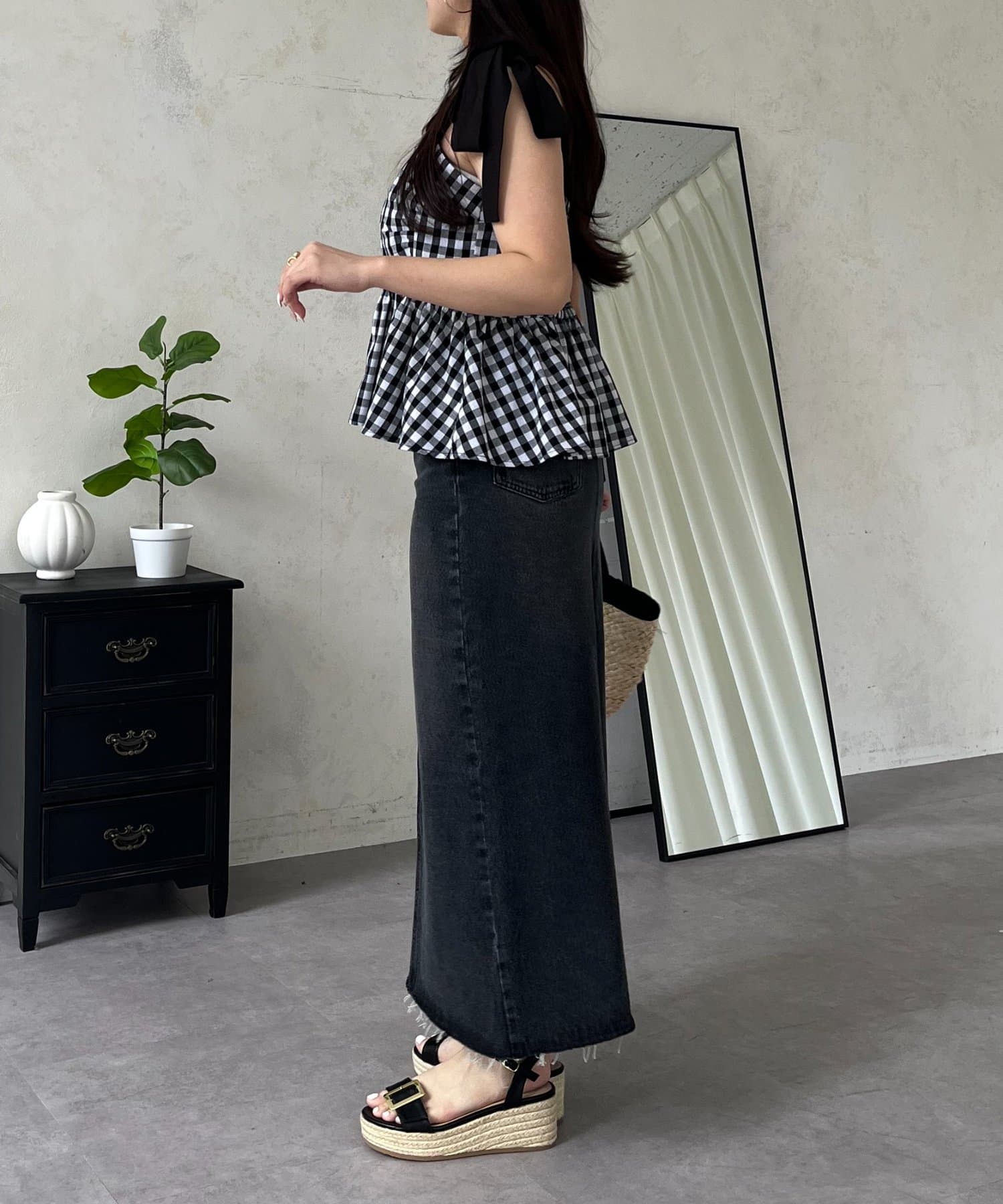 prose verse(プロズヴェール) バックスリットデニムナロースカート