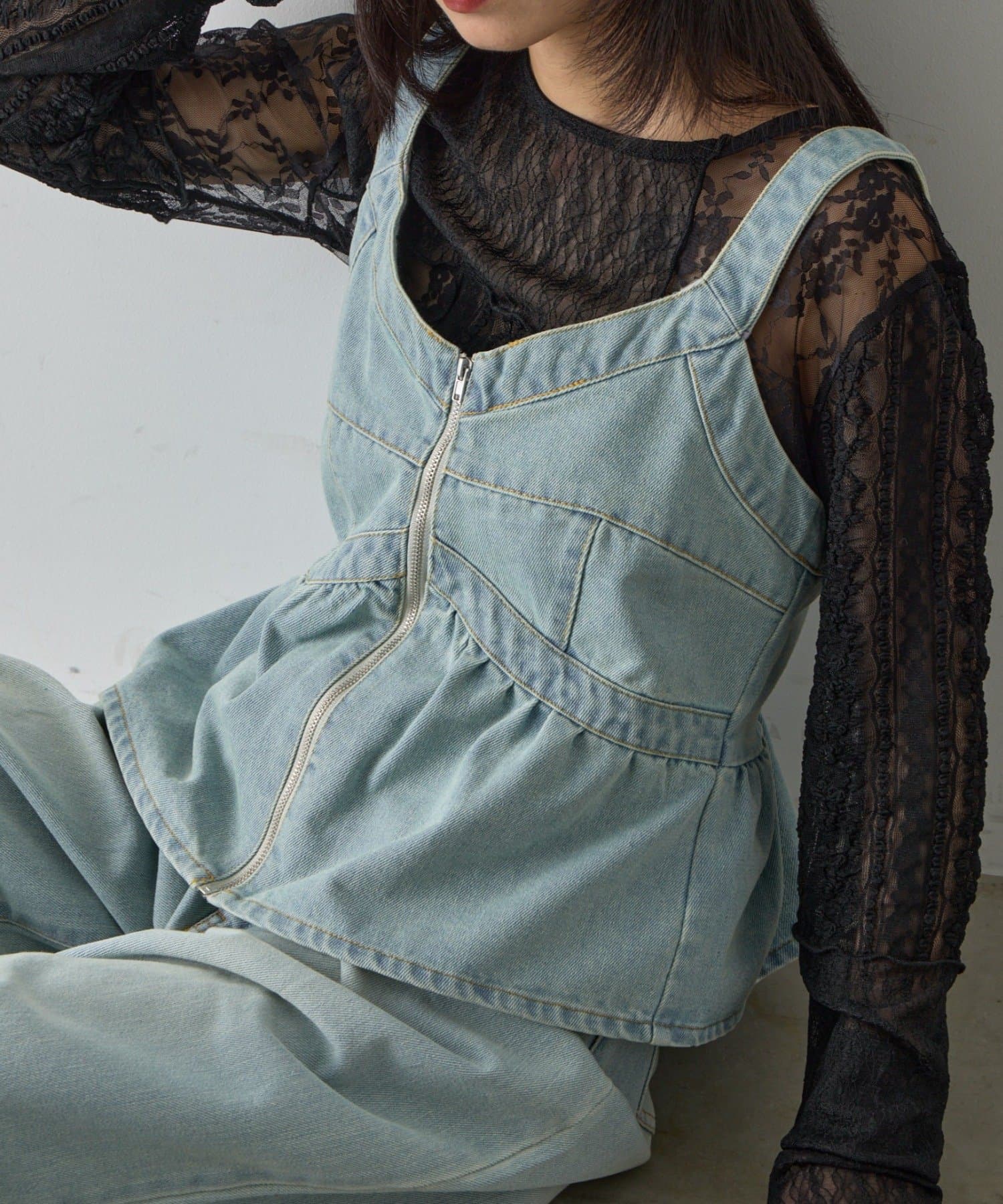 -goocy-(グーシー) 【セットアップ対応】デニムペプラムビスチェ