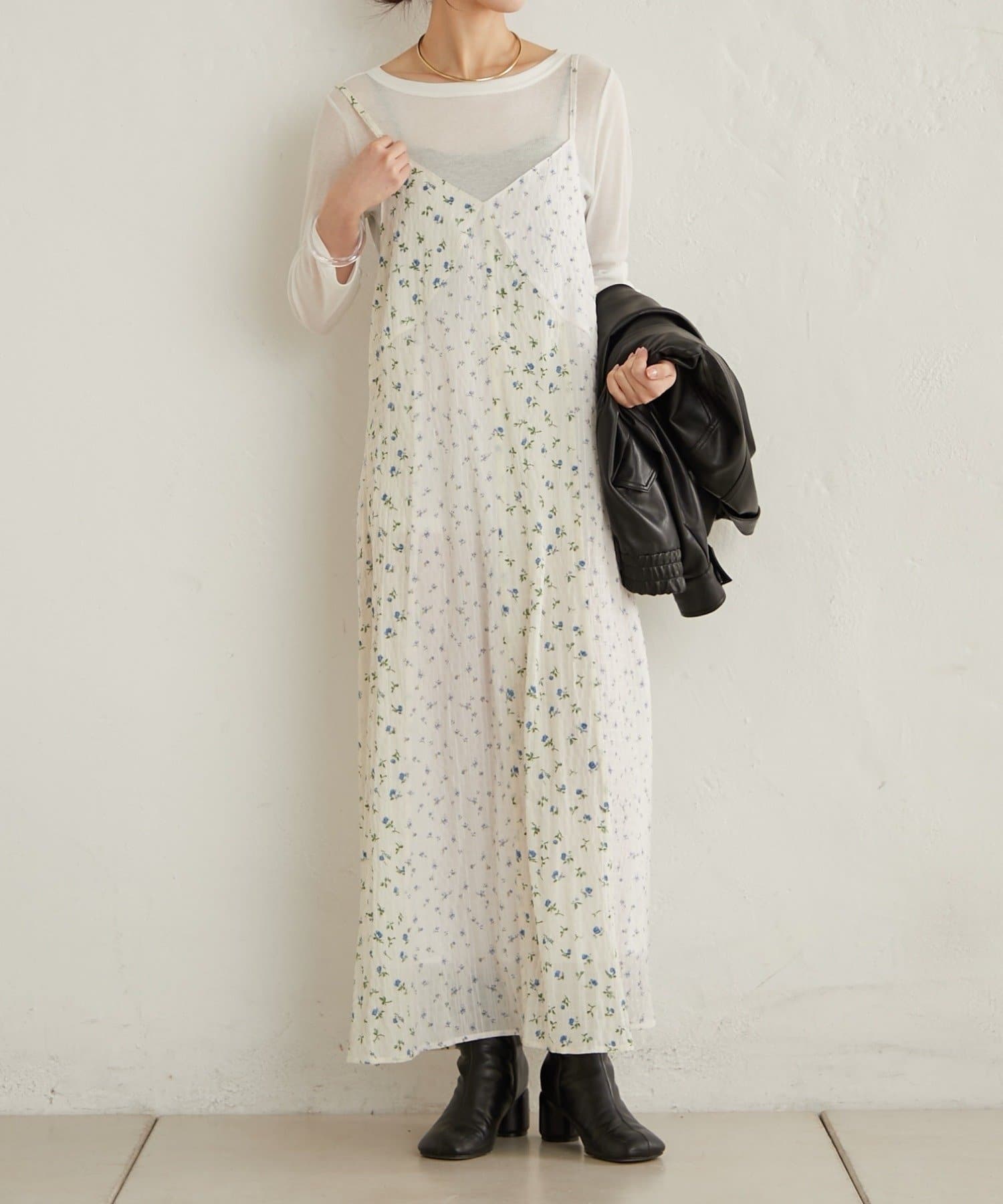 Omekashi(オメカシ) フラワーパネルキャミワンピース