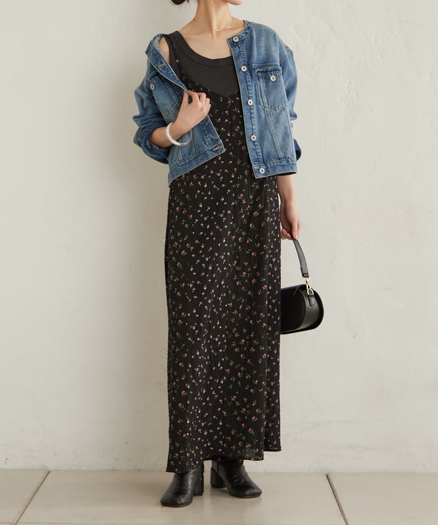 Omekashi(オメカシ) フラワーパネルキャミワンピース