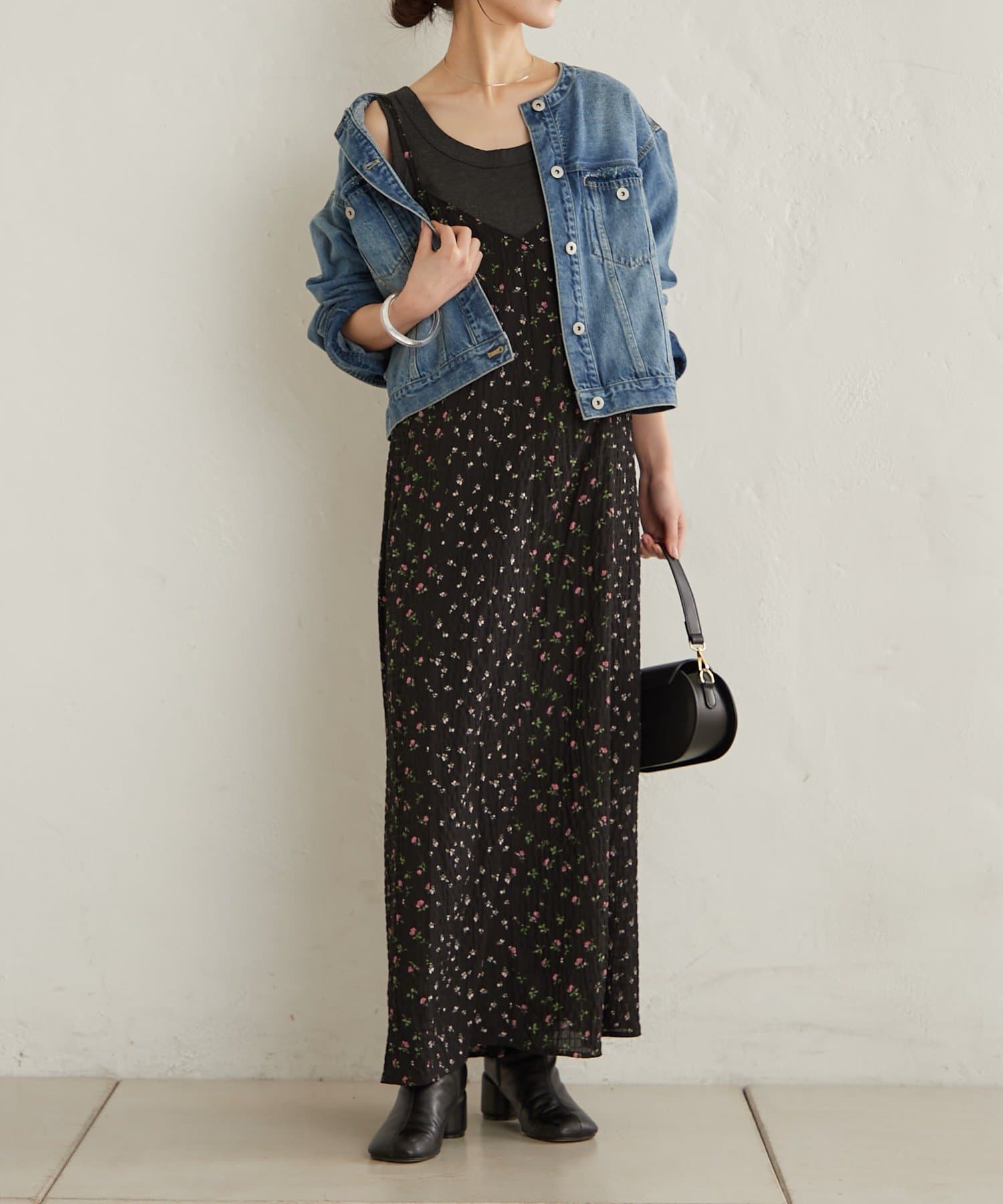 Omekashi(オメカシ) フラワーパネルキャミワンピース