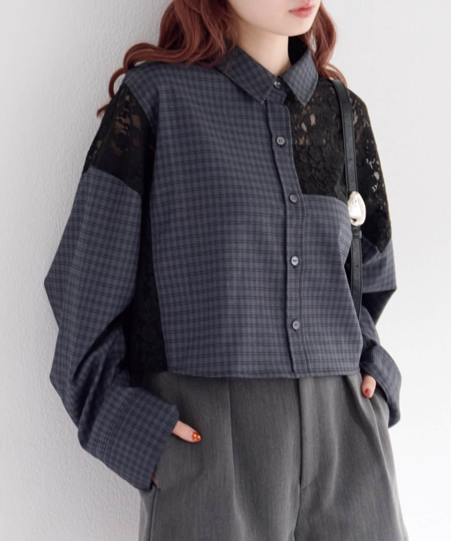 Kastane(カスタネ) 【1.1(木)0:00発売/S.Mサイズ展開/WEB先行】パッチワークレースシャツ