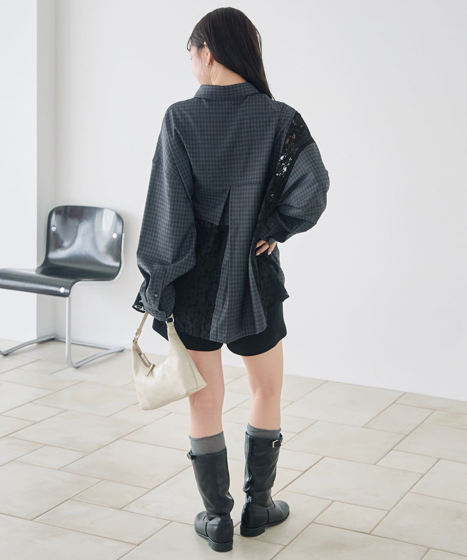 Kastane(カスタネ) 【S.Mサイズ展開】パッチワークレースシャツ