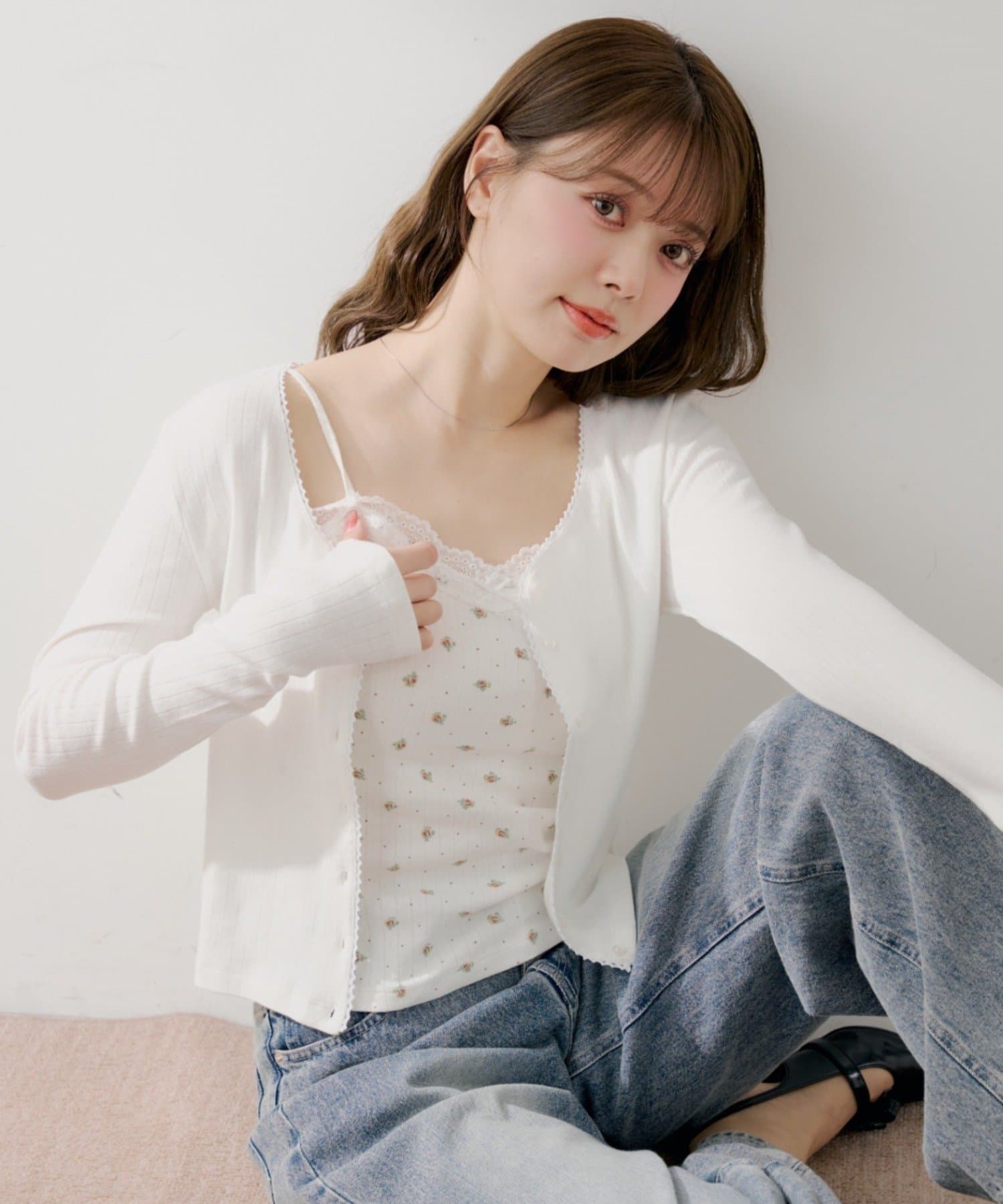 Chico(チコ) 花柄キャミ+カーディガンセット