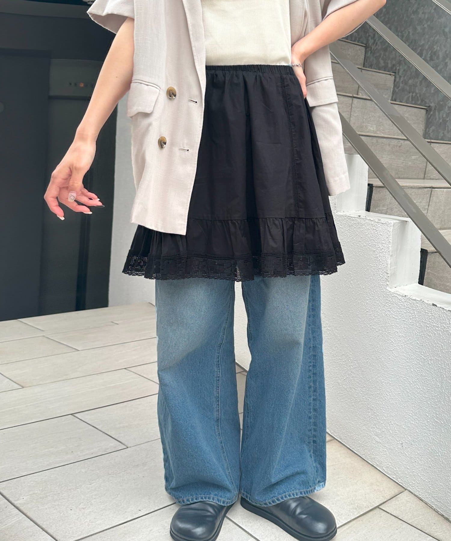 DISCOAT(ディスコート) 【umm./WEB限定】2WAYフレアミニスカート