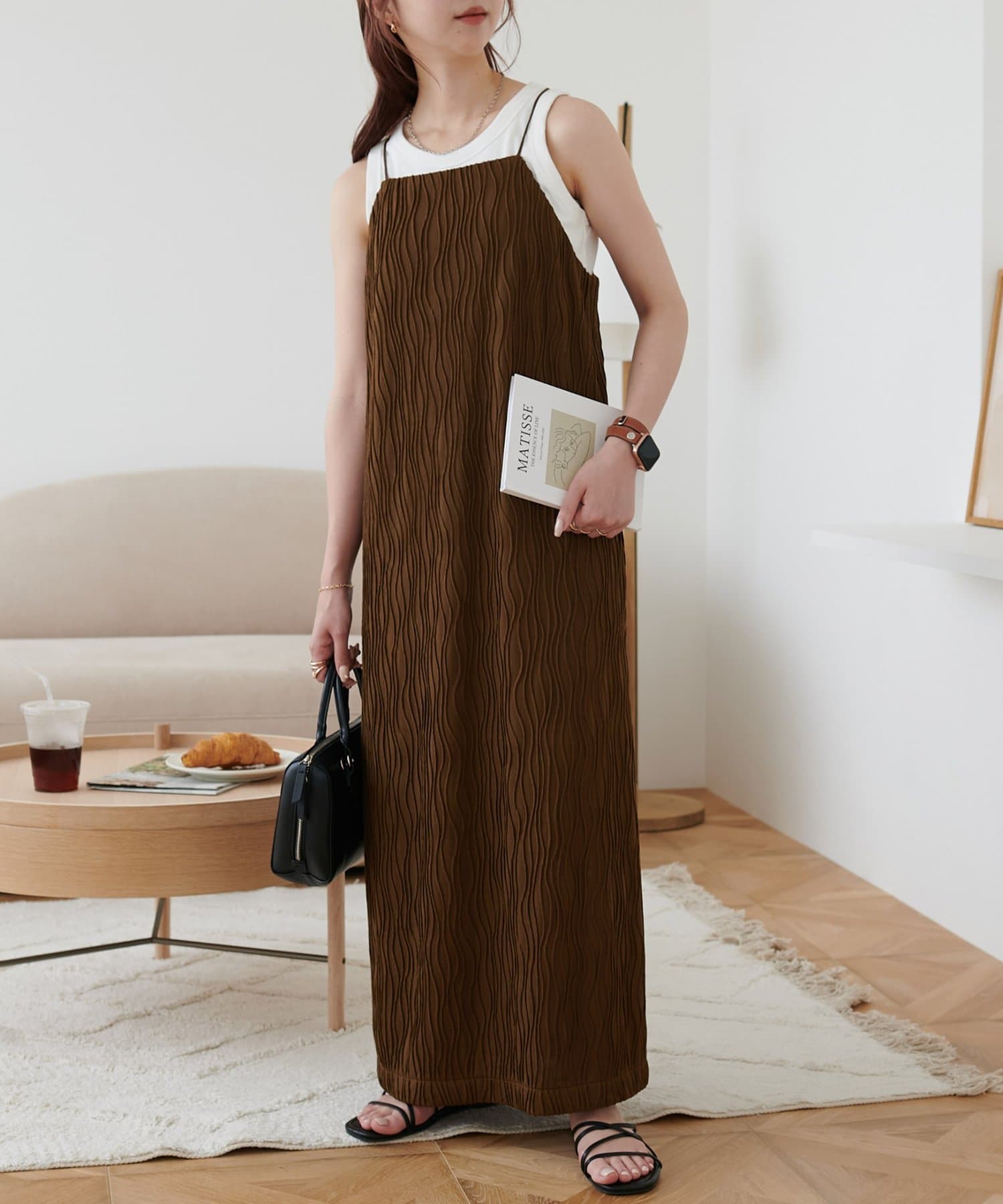 DISCOAT(ディスコート) 【WEB限定】立体ジャガードキャミワンピース