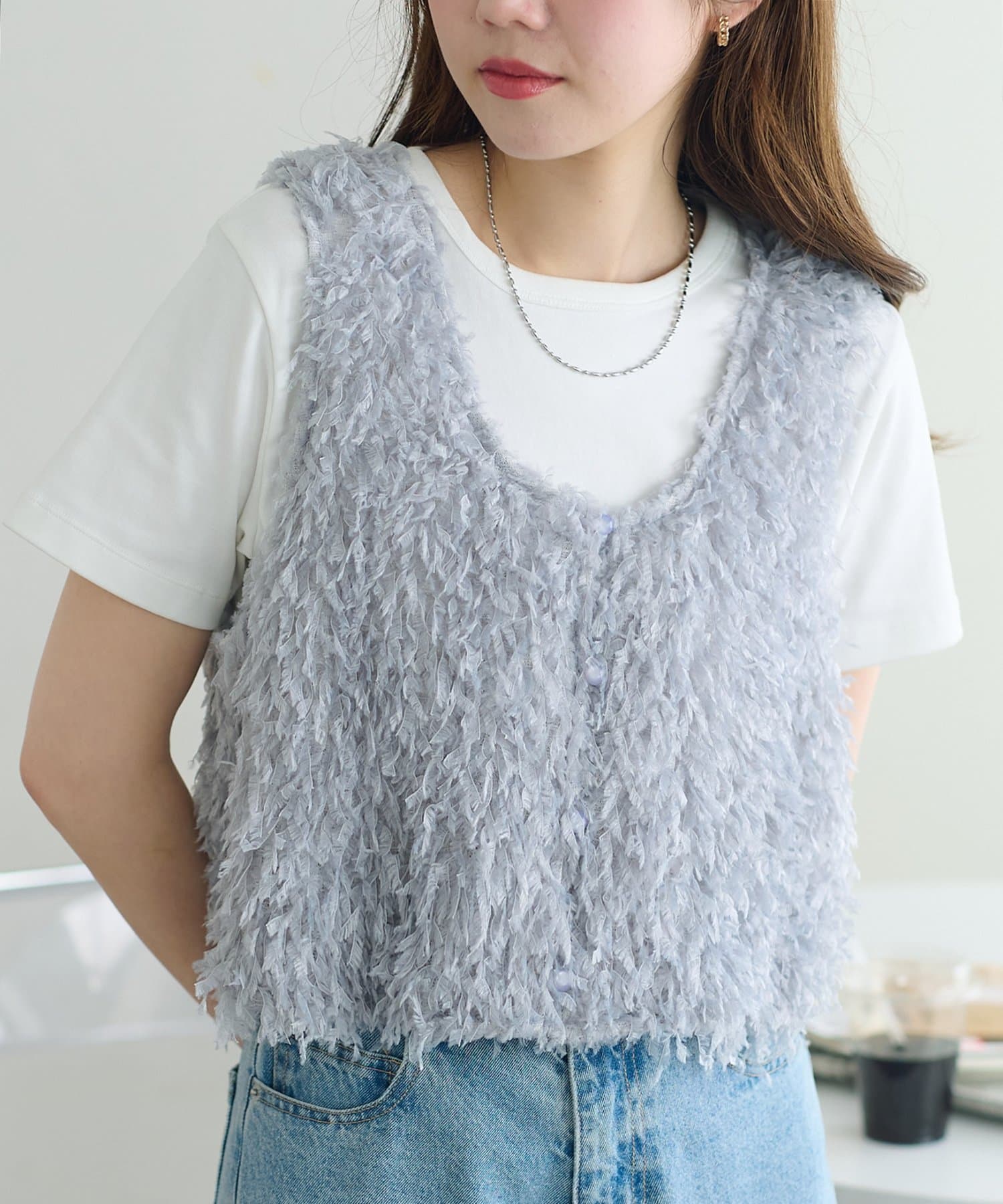 DISCOAT(ディスコート) 【WEB限定】テープヤーンUネックベスト