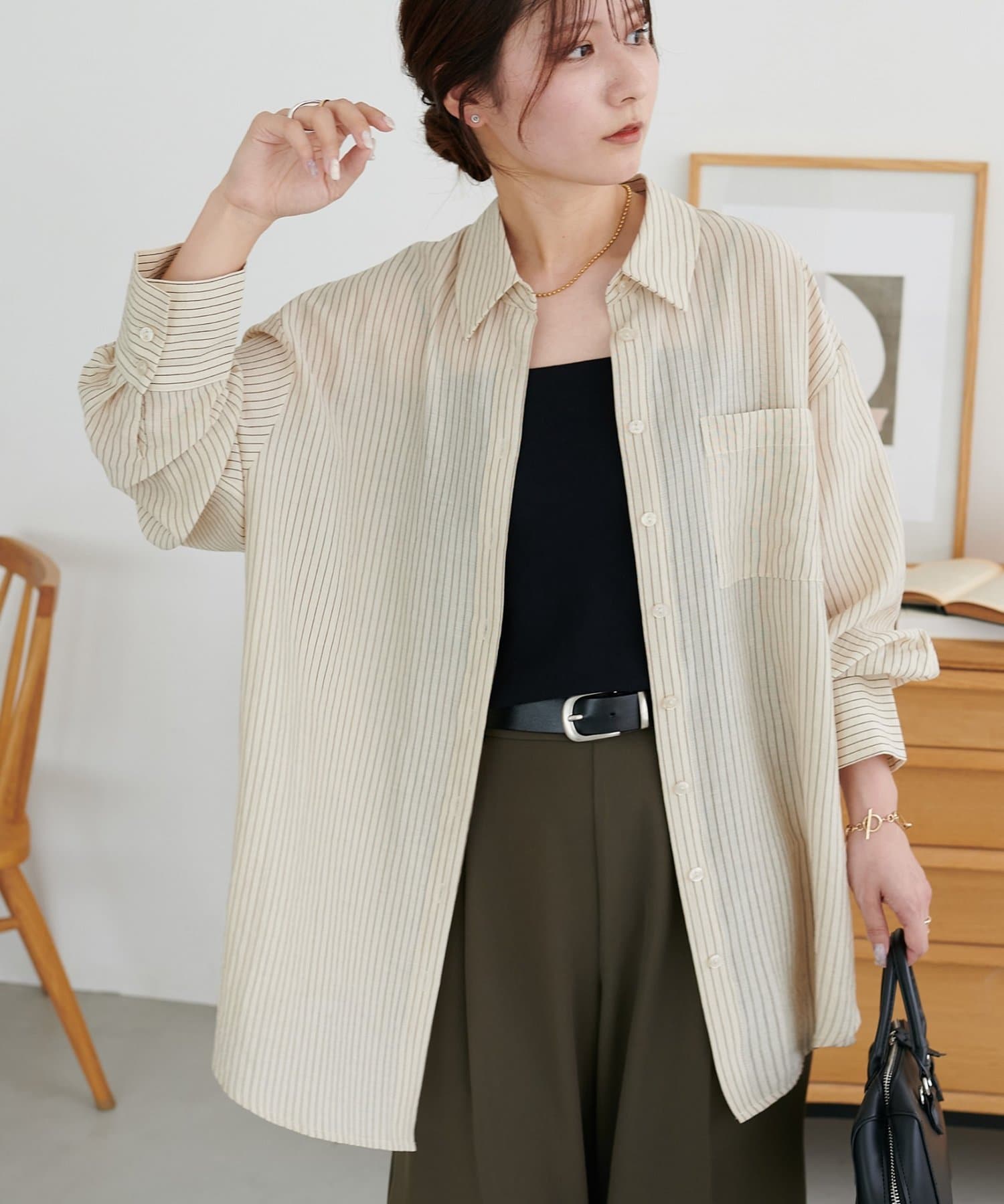 DISCOAT(ディスコート) 【WEB限定】配色ストライプシャツ