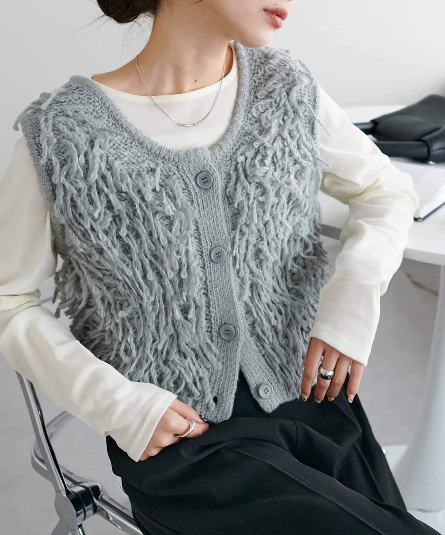 DISCOAT(ディスコート) 【WEB限定】前後2WAYフリンジベスト