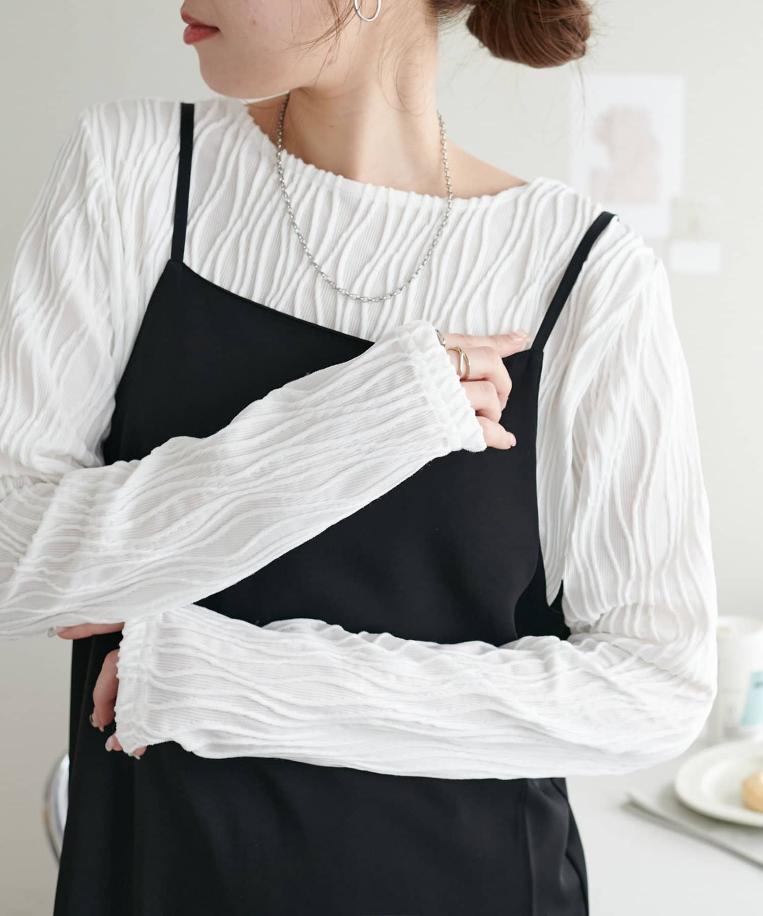 DISCOAT(ディスコート) 【WEB限定】立体ジャガードロングスリーブ