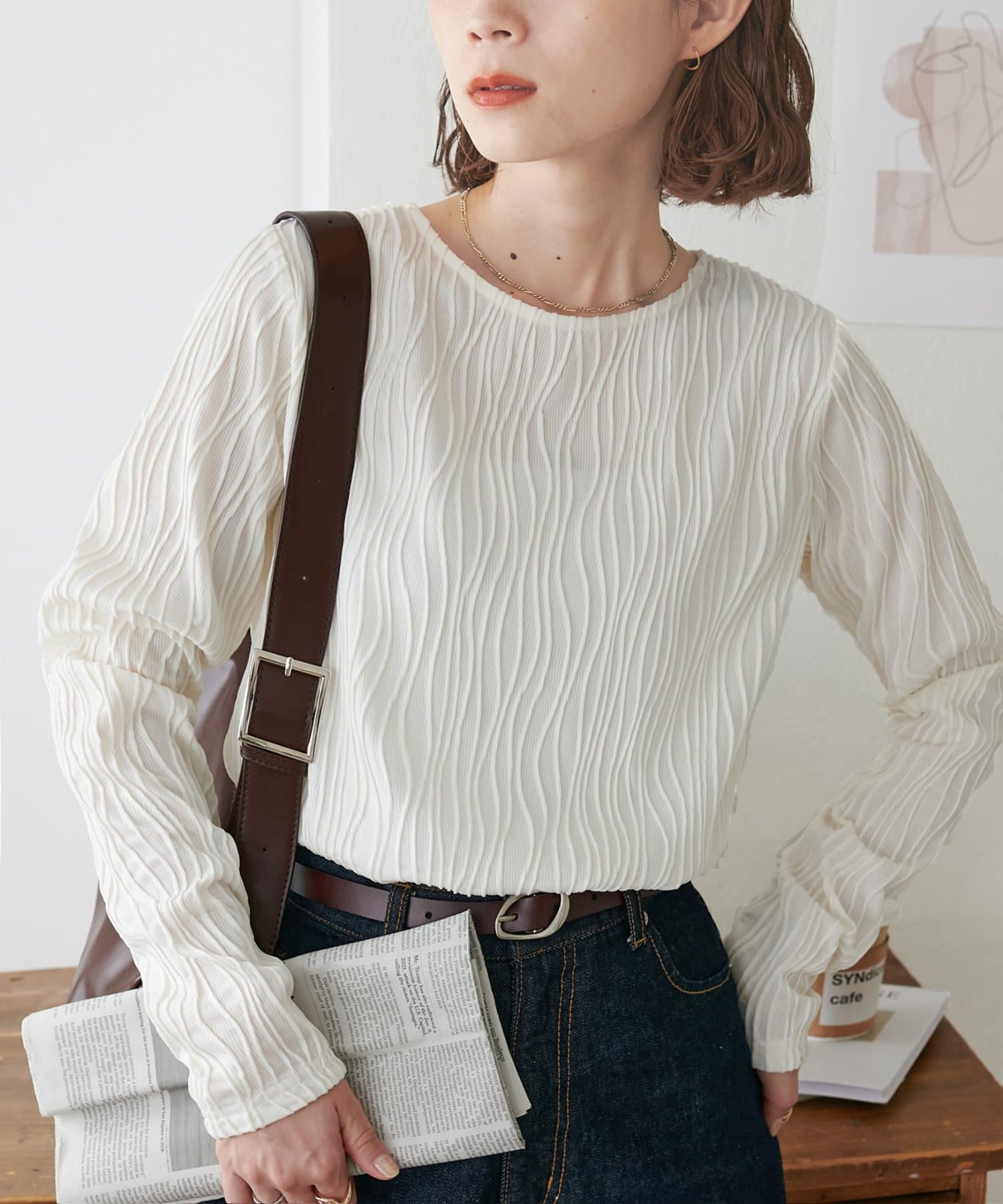 DISCOAT(ディスコート) 【WEB限定】立体ジャガードロングスリーブ