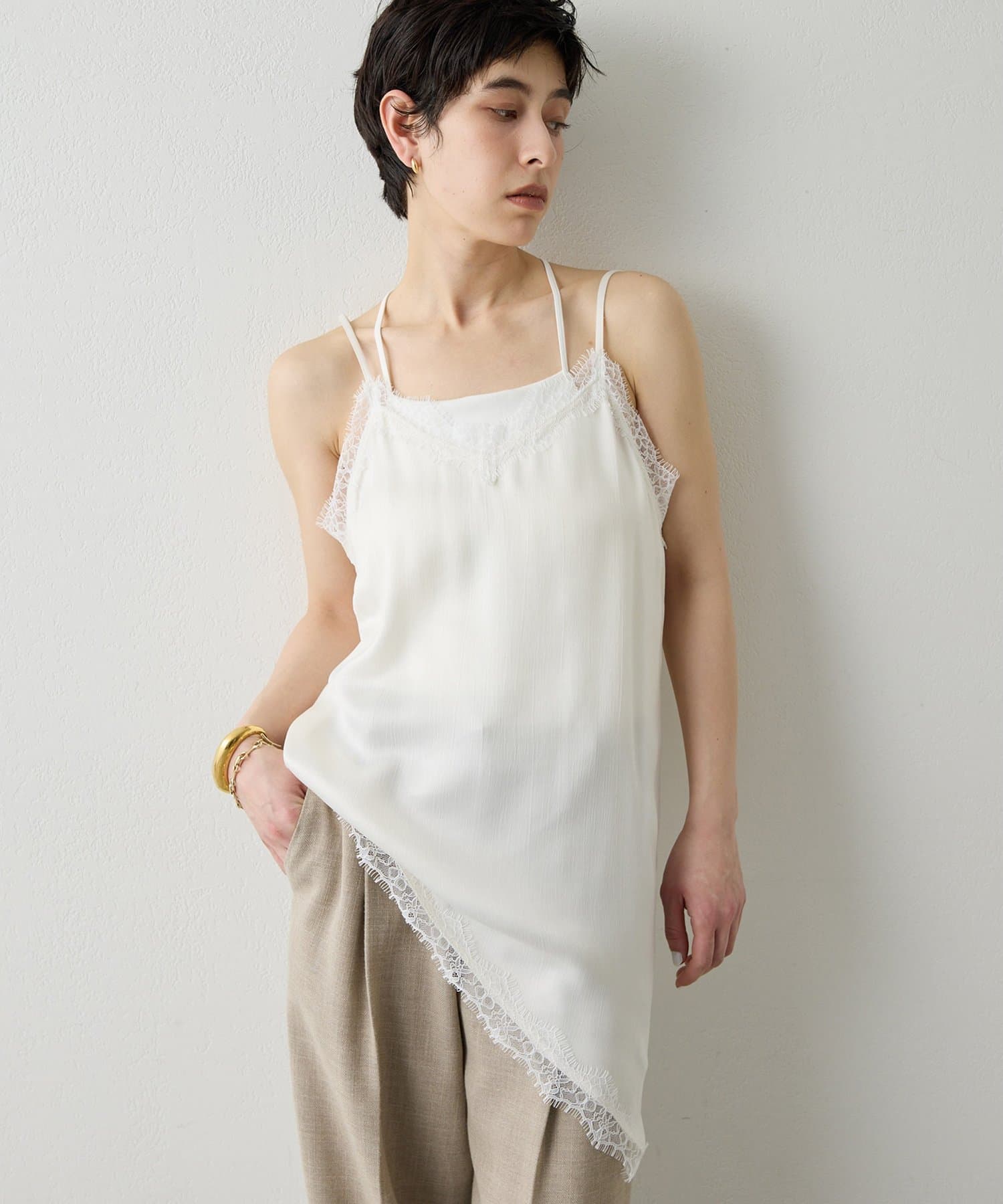 Whim Gazette(ウィム ガゼット) 【THE PAUSE】レーストリムキャミブラウス