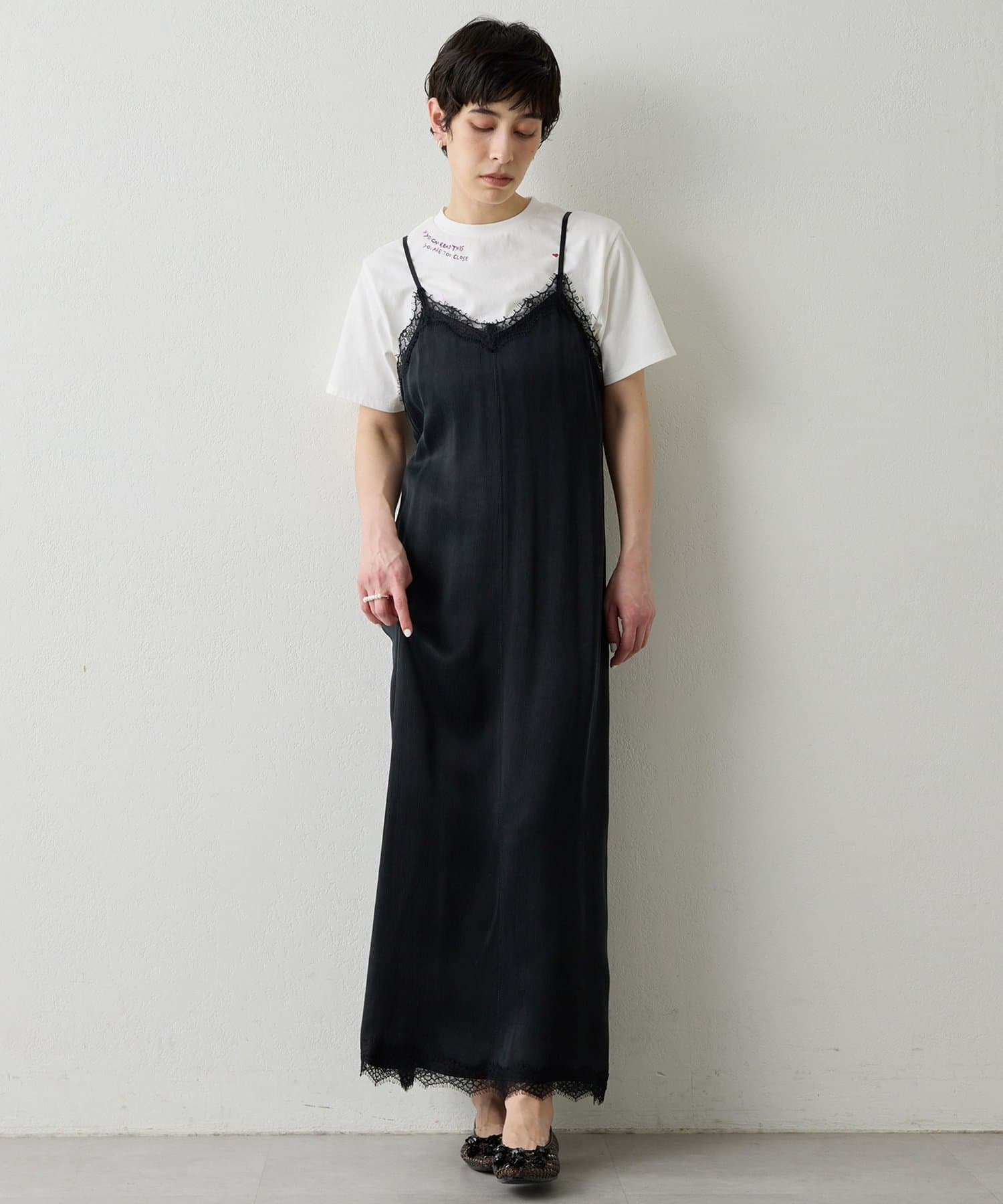 Whim Gazette(ウィム ガゼット) 【THE PAUSE】レーストリムキャミワンピース