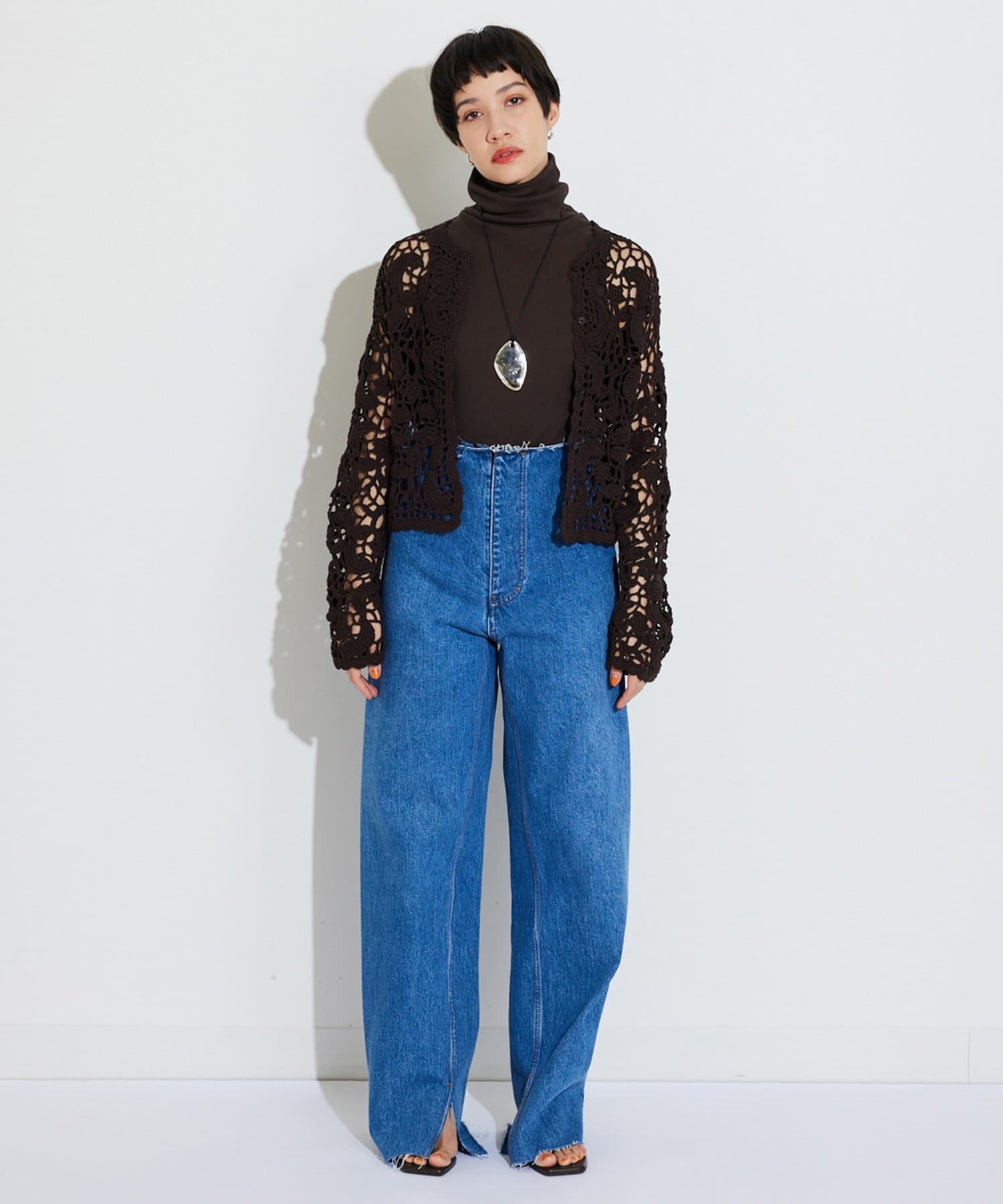 Whim Gazette(ウィム ガゼット) 【THE PAUSE】クロシェニットカーディガン