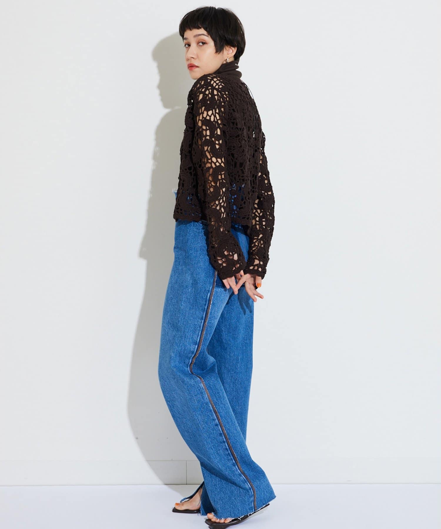 Whim Gazette(ウィム ガゼット) 【THE PAUSE】クロシェニットカーディガン