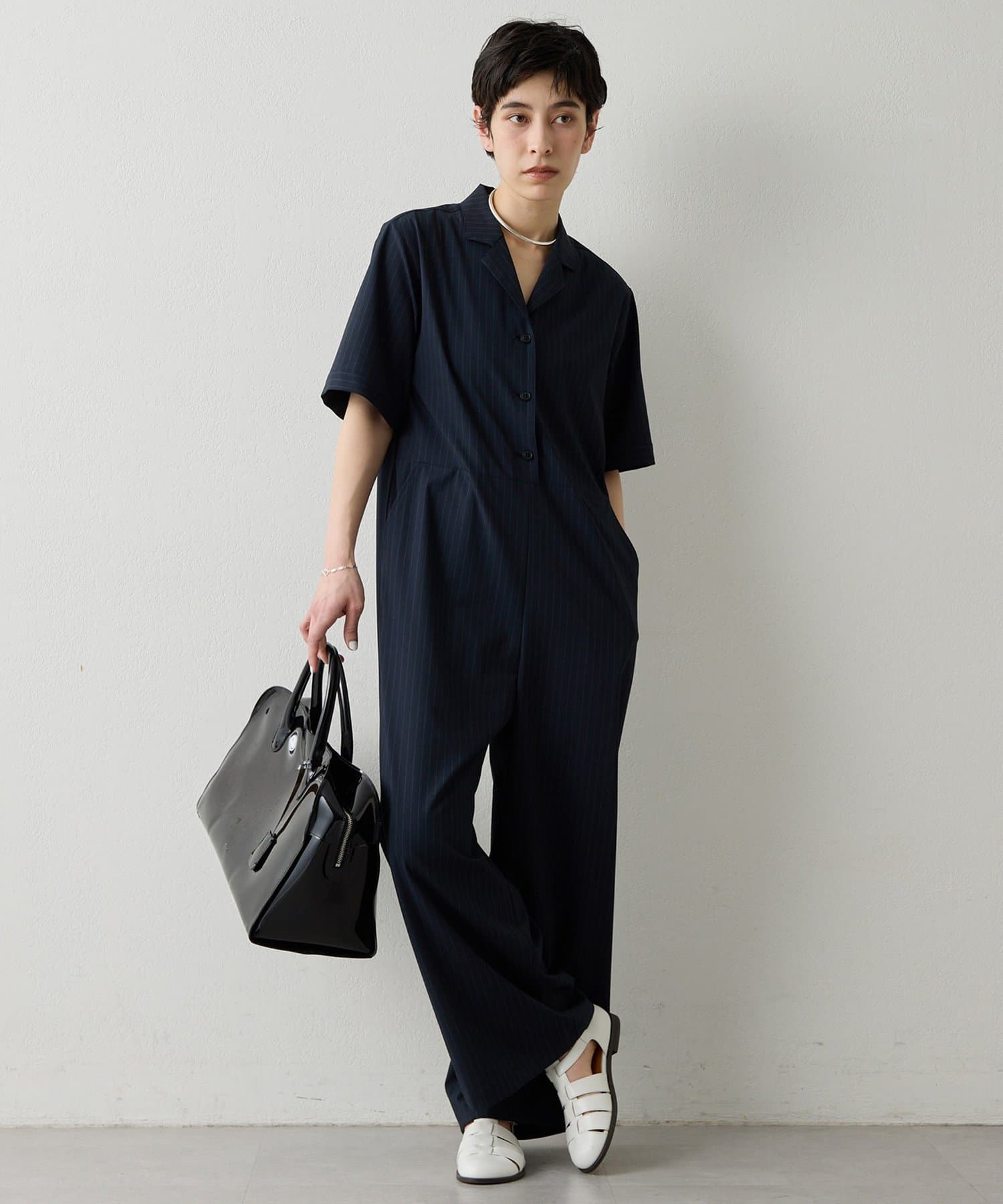 Whim Gazette(ウィム ガゼット) 【THE PAUSE】ストライプカイキンジャンプスーツ