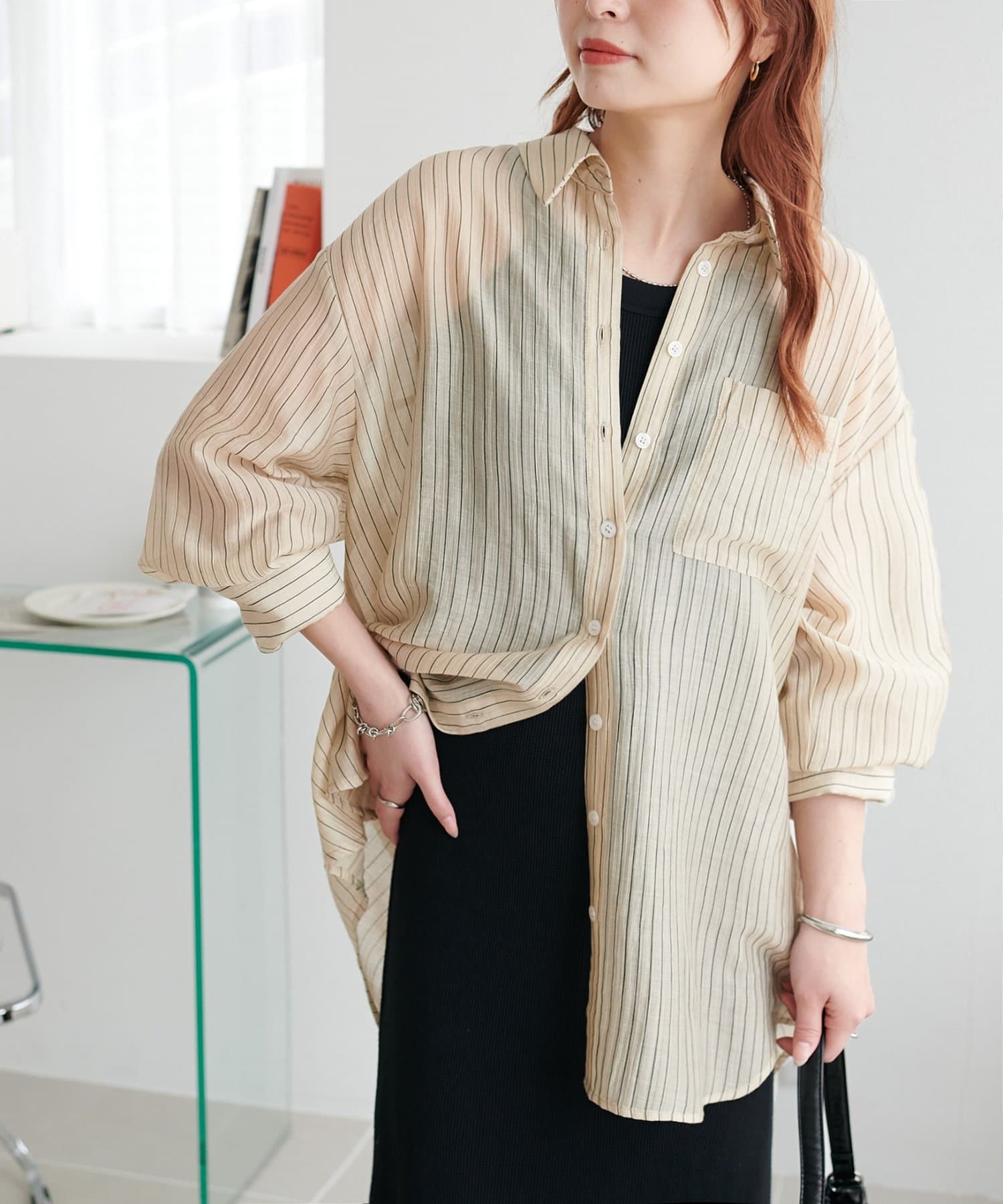 DISCOAT(ディスコート) 【WEB限定】シアーストライプシャツ