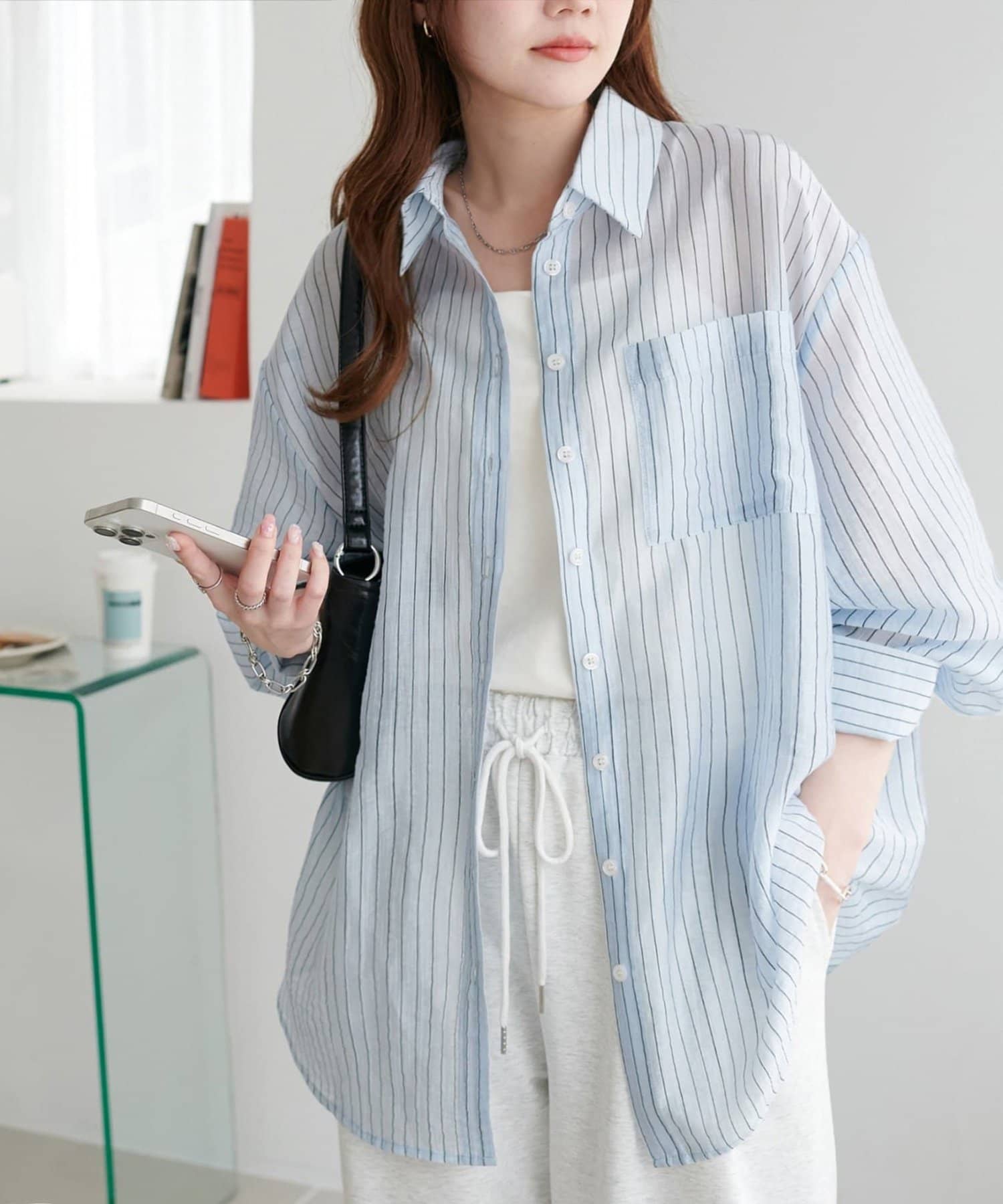 DISCOAT(ディスコート) 【WEB限定】シアーストライプシャツ