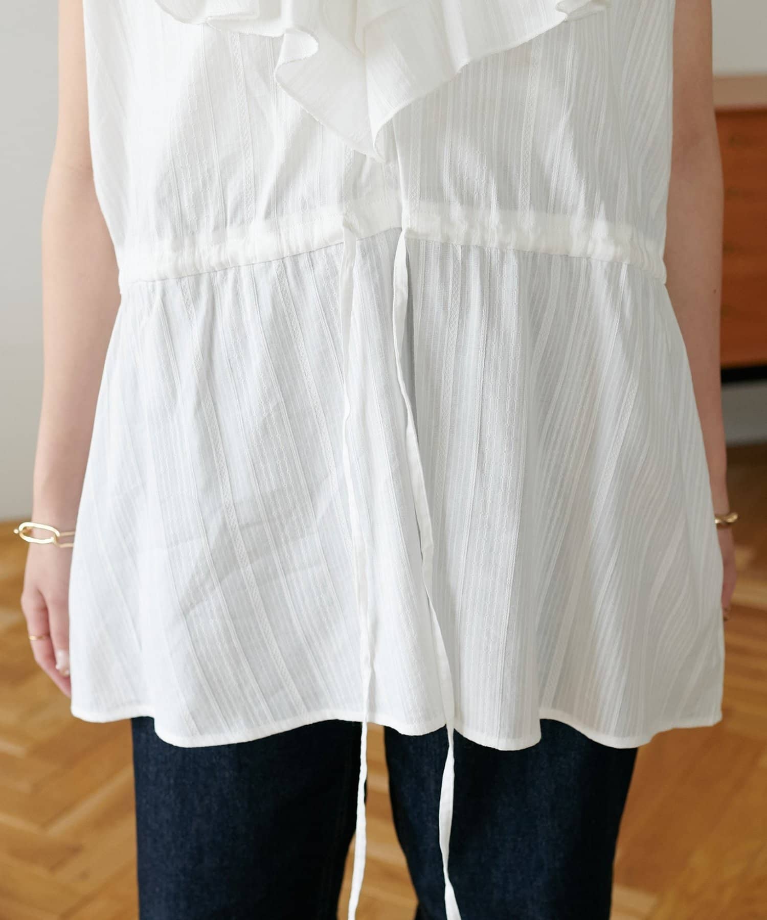 DISCOAT(ディスコート) 【WEB限定】フリルウエストギャザーチュニックブラウス