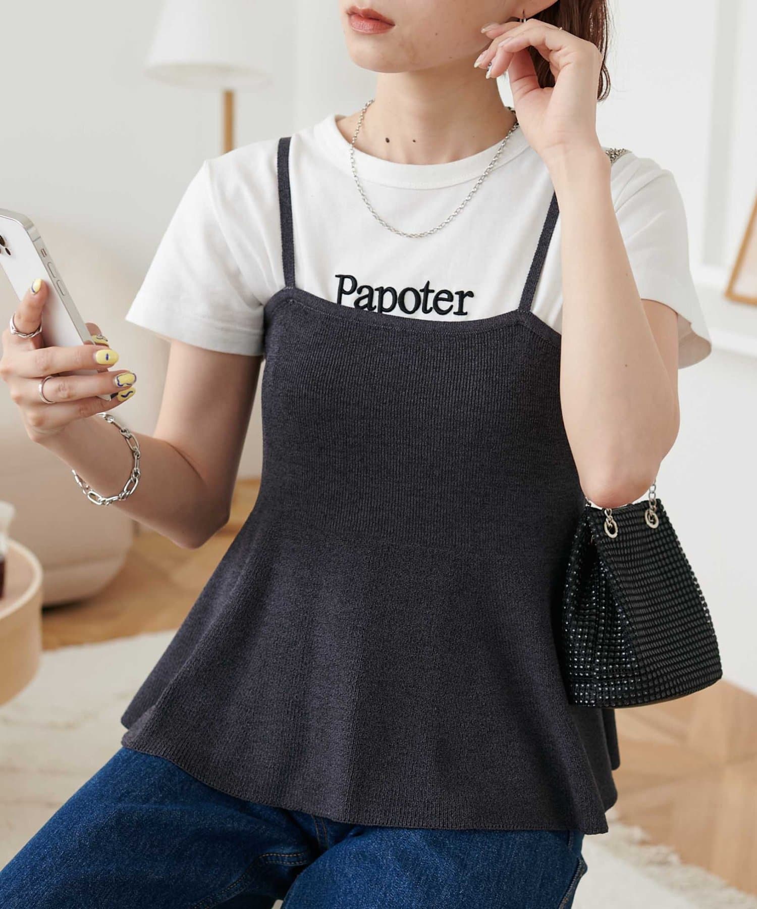 DISCOAT(ディスコート) 【WEB限定】ラメペプラムキャミビスチェ