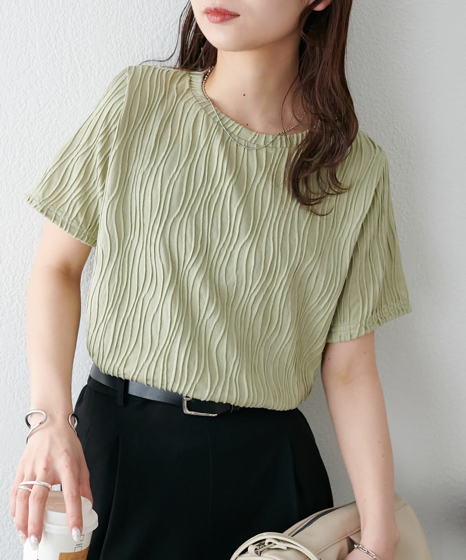 DISCOAT(ディスコート) 【WEB限定】立体ジャガード5分袖