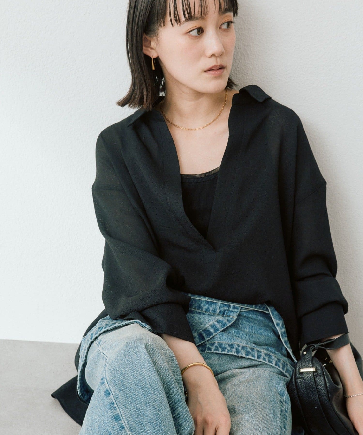 RIVE DROITE(リヴドロワ) 予約【涼し気な抜け感】メッシュスキッパーシャツ