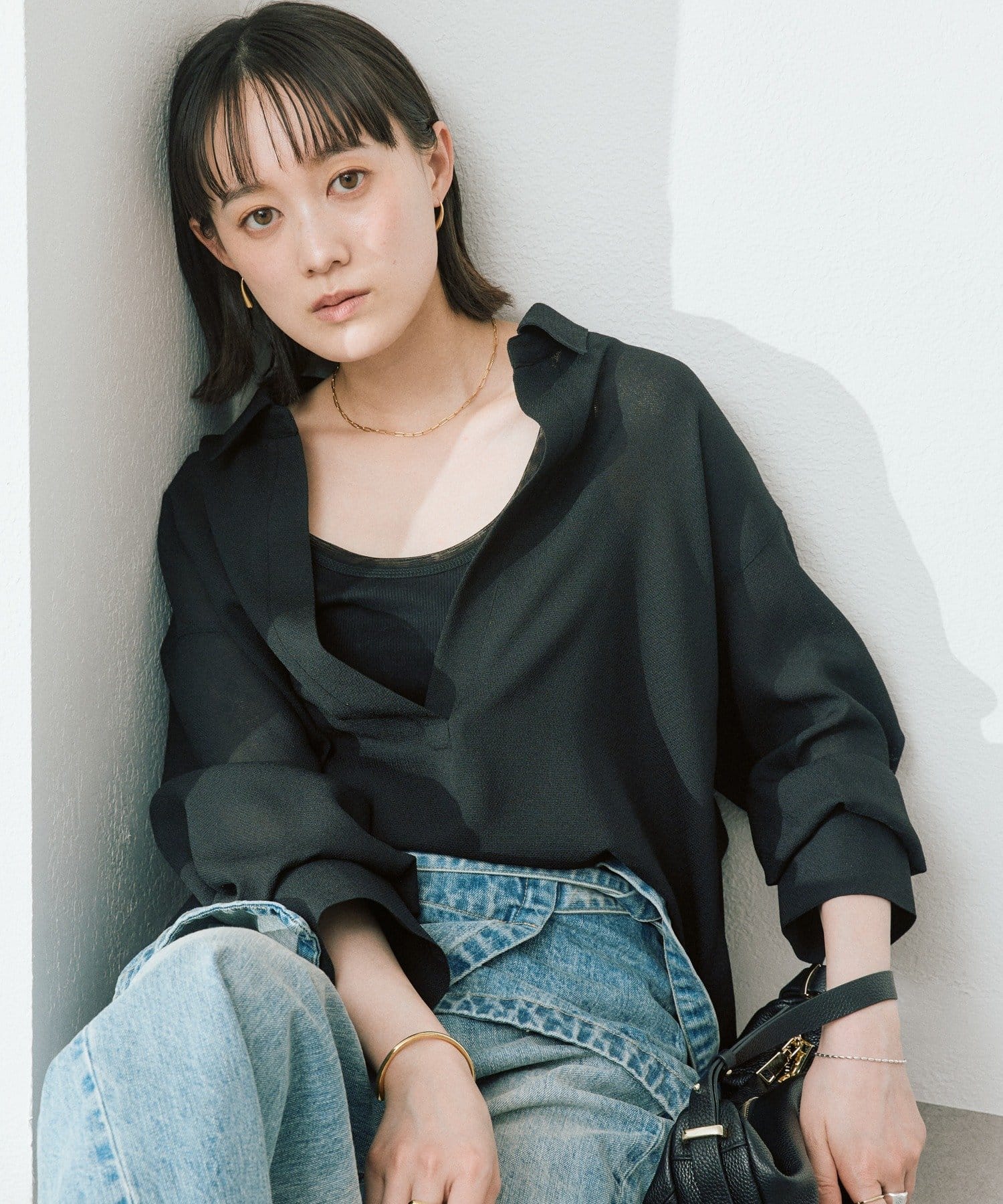 RIVE DROITE(リヴドロワ) 予約【涼し気な抜け感】メッシュスキッパーシャツ