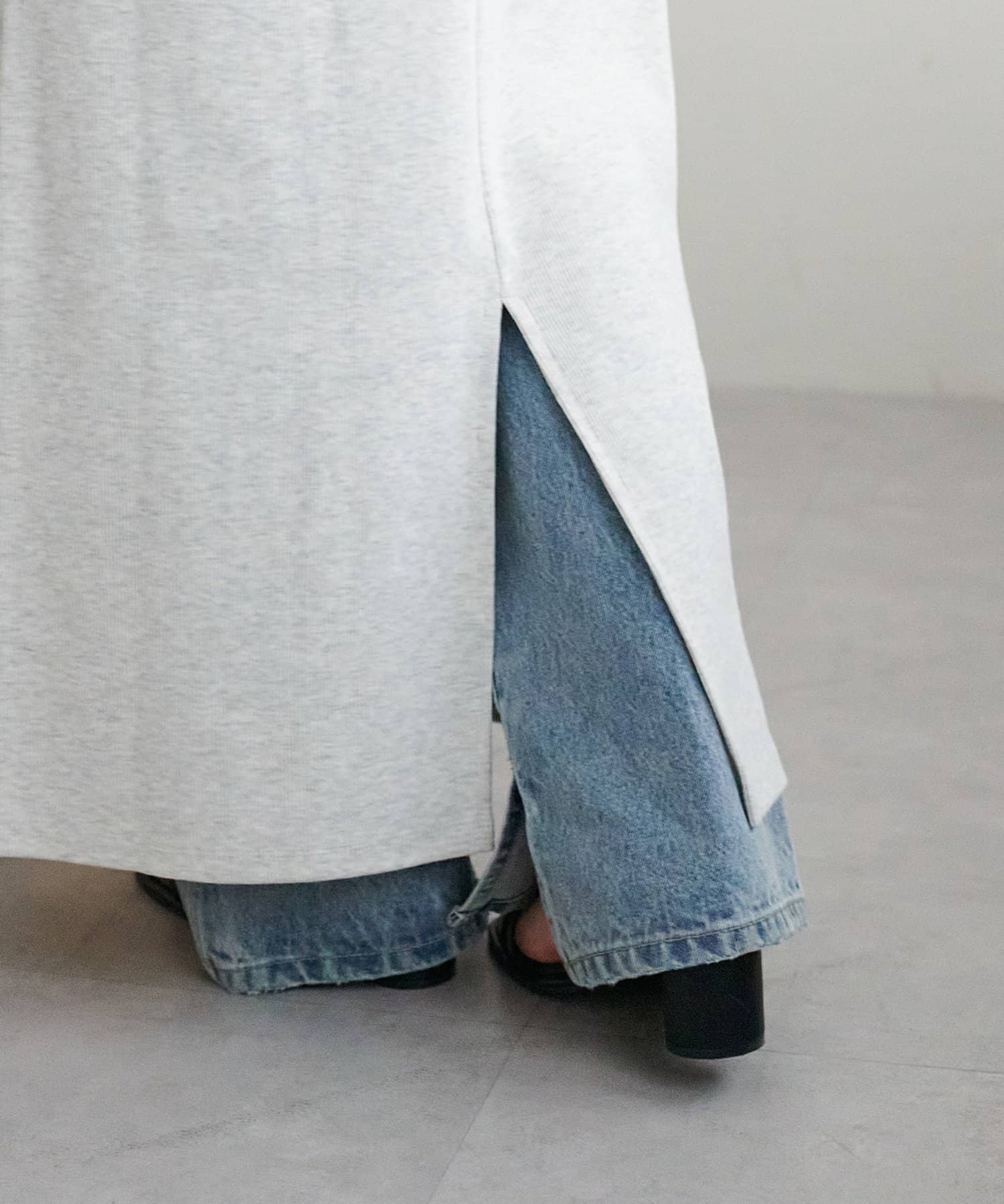 DISCOAT(ディスコート) 【WEB限定】カットリブ5分袖ワンピース