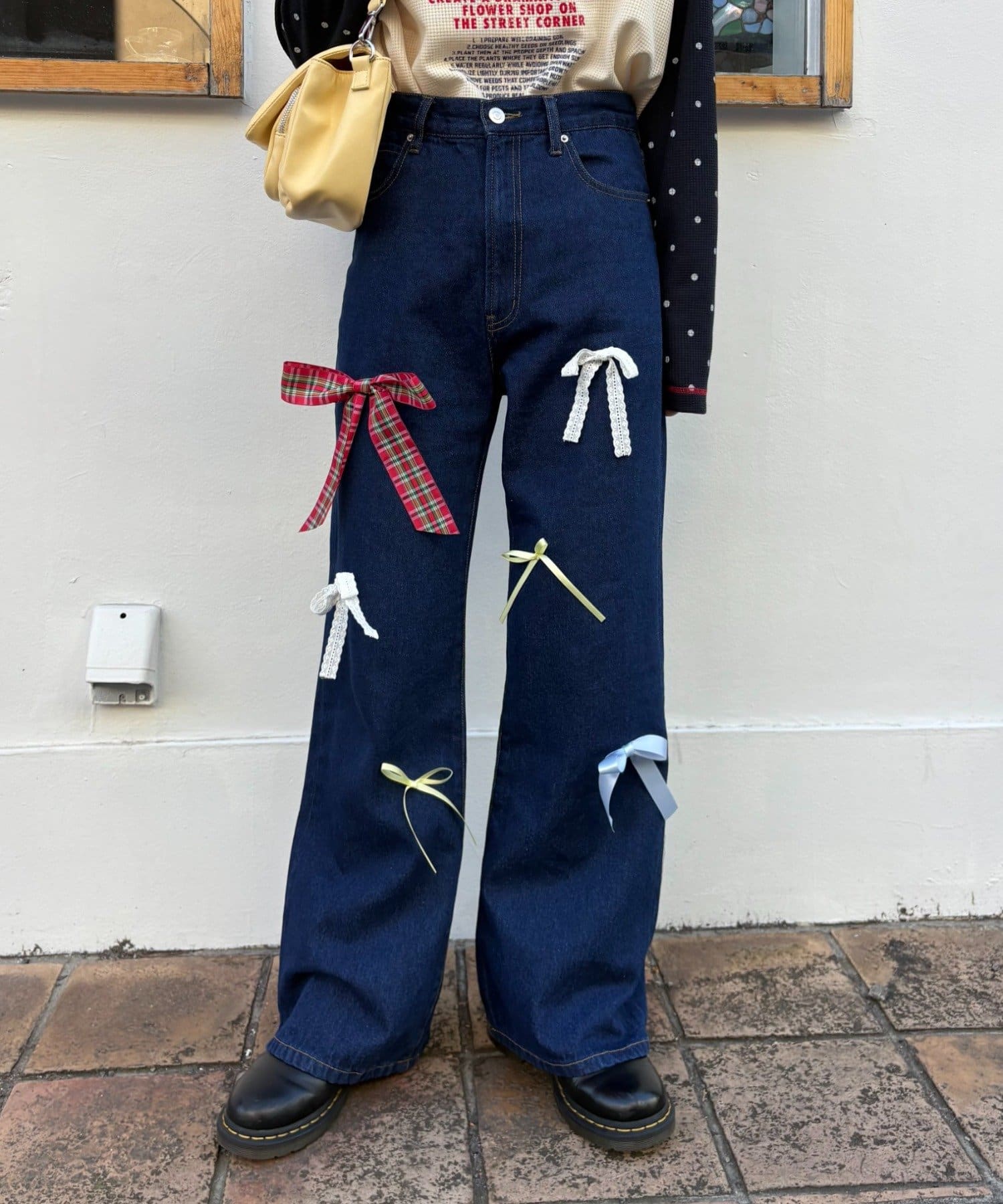 CIAOPANIC TYPY(チャオパニックティピー) 【HELLO.SANFRANCISCO/ハローサンフランシスコ】カラフルリボンフレアデニム