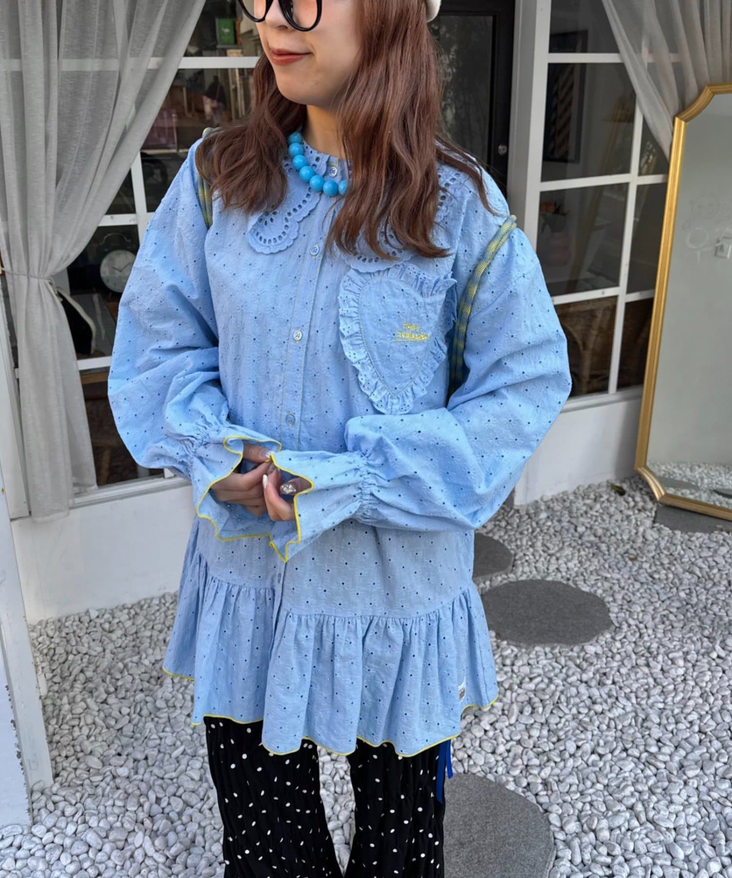 CIAOPANIC TYPY(チャオパニックティピー) 【HELLO.SANFRANCISCO/ハローサンフランシスコ】フリルレースチュニックブラウス