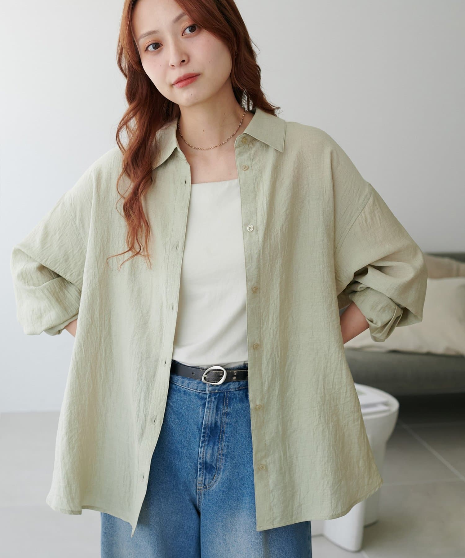 DISCOAT(ディスコート) 【WEB限定】クレープビッグシャツ