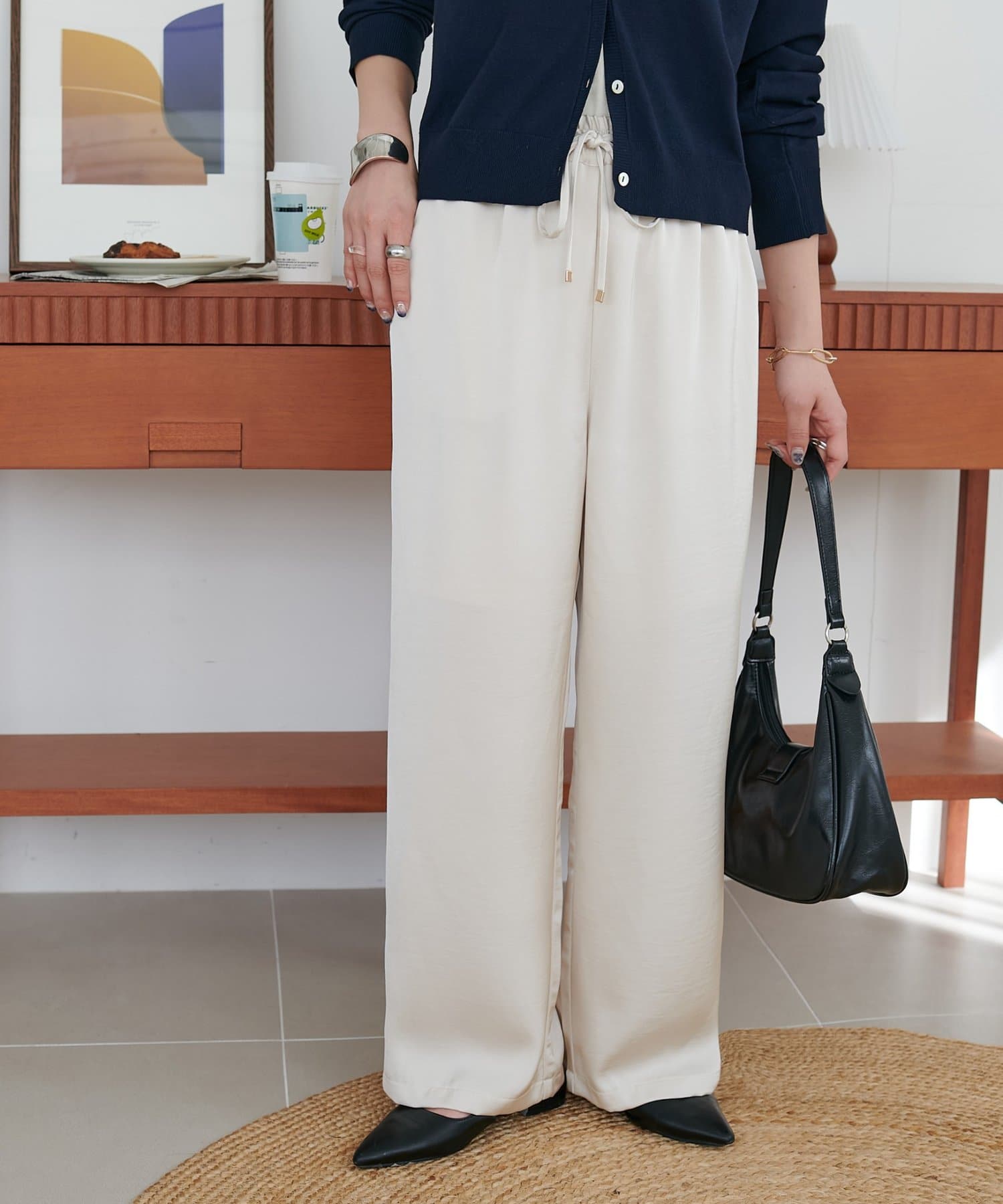 DISCOAT(ディスコート) 【WEB限定】サテンイージーパンツ