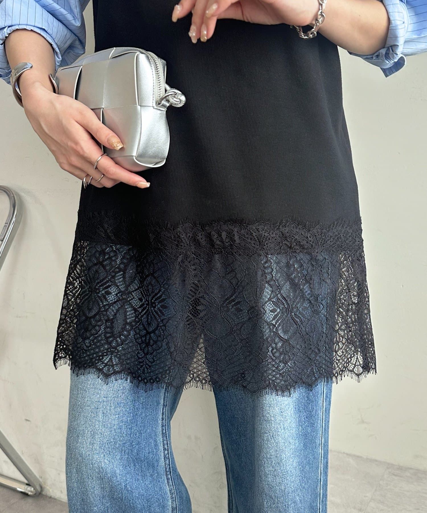 DISCOAT(ディスコート) 【WEB限定 】レース切り替えキャミソール