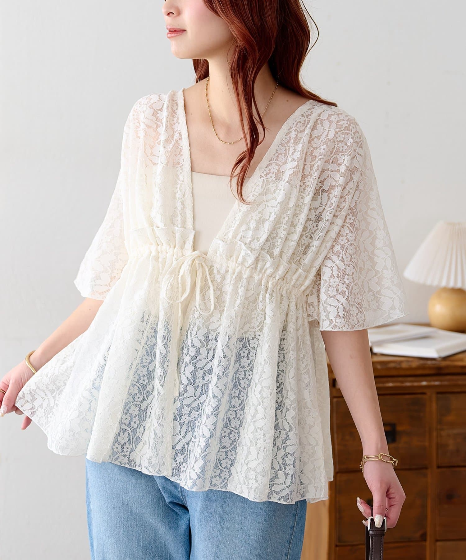 DISCOAT(ディスコート) 【WEB限定】レース前開きブラウス