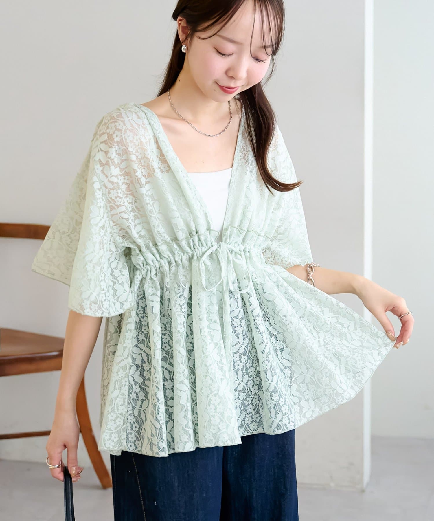 DISCOAT(ディスコート) 【WEB限定】レース前開きブラウス