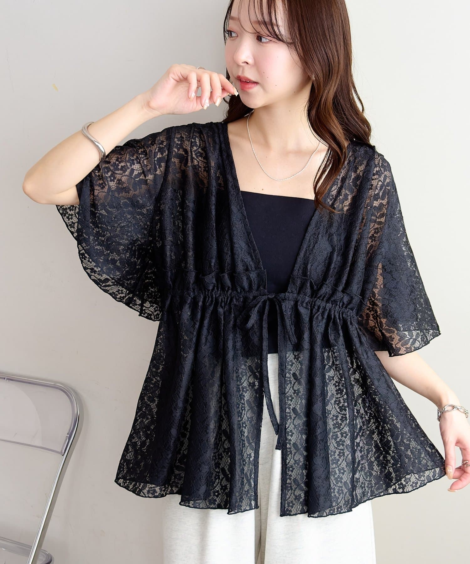 DISCOAT(ディスコート) 【WEB限定】レース前開きブラウス