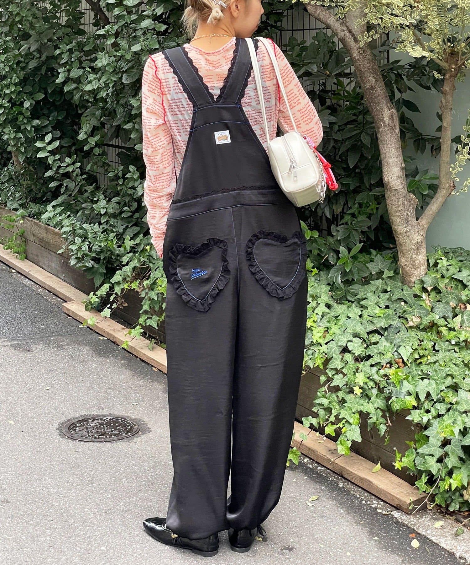 CIAOPANIC(チャオパニック) 【HELLO.SANFRANCISCO/ハローサンフランシスコ】レースサテンオーバーオール