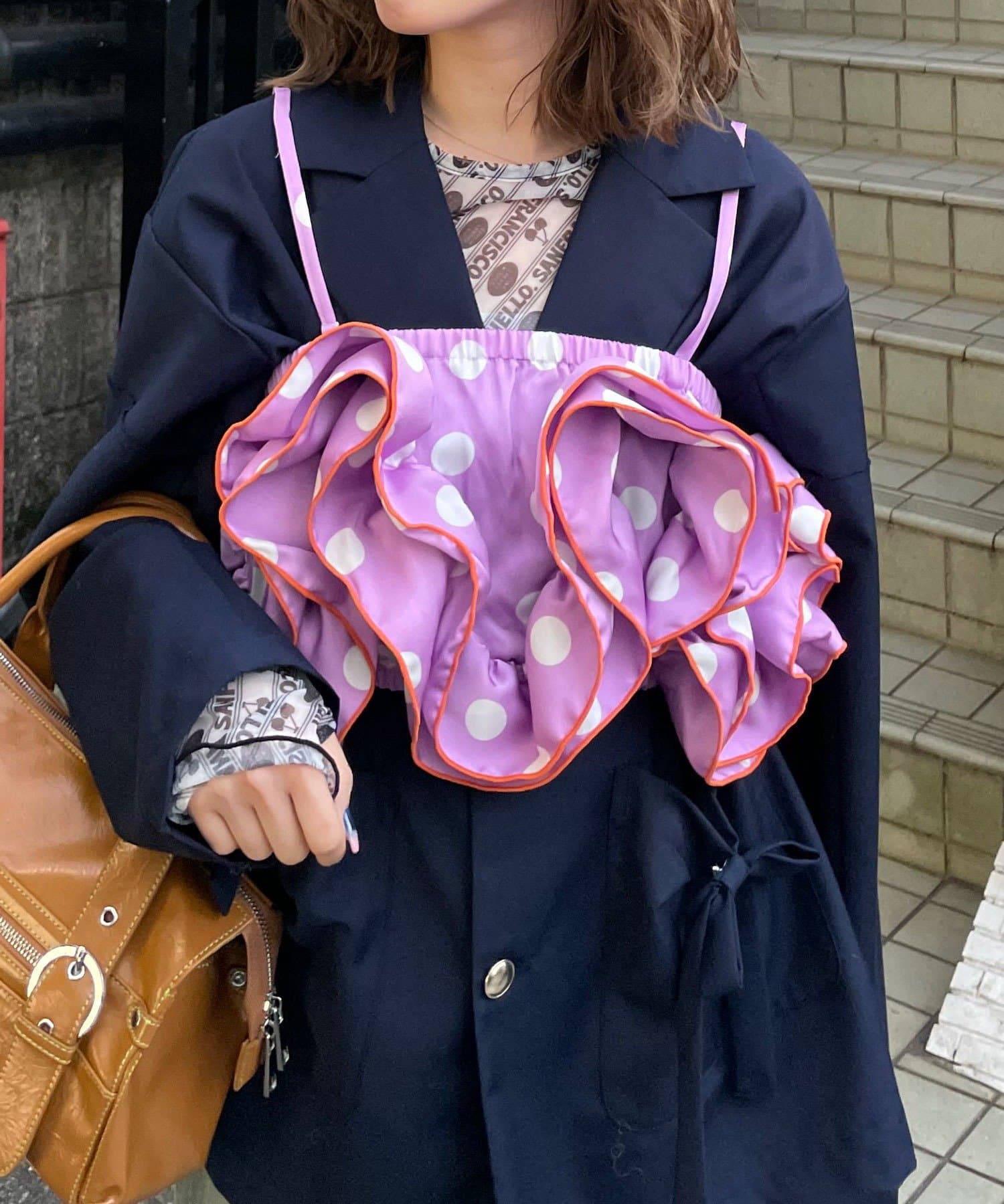 CIAOPANIC(チャオパニック) 【HELLO.SANFRANCISCO/ハローサンフランシスコ】ドット柄フリルビスチェ