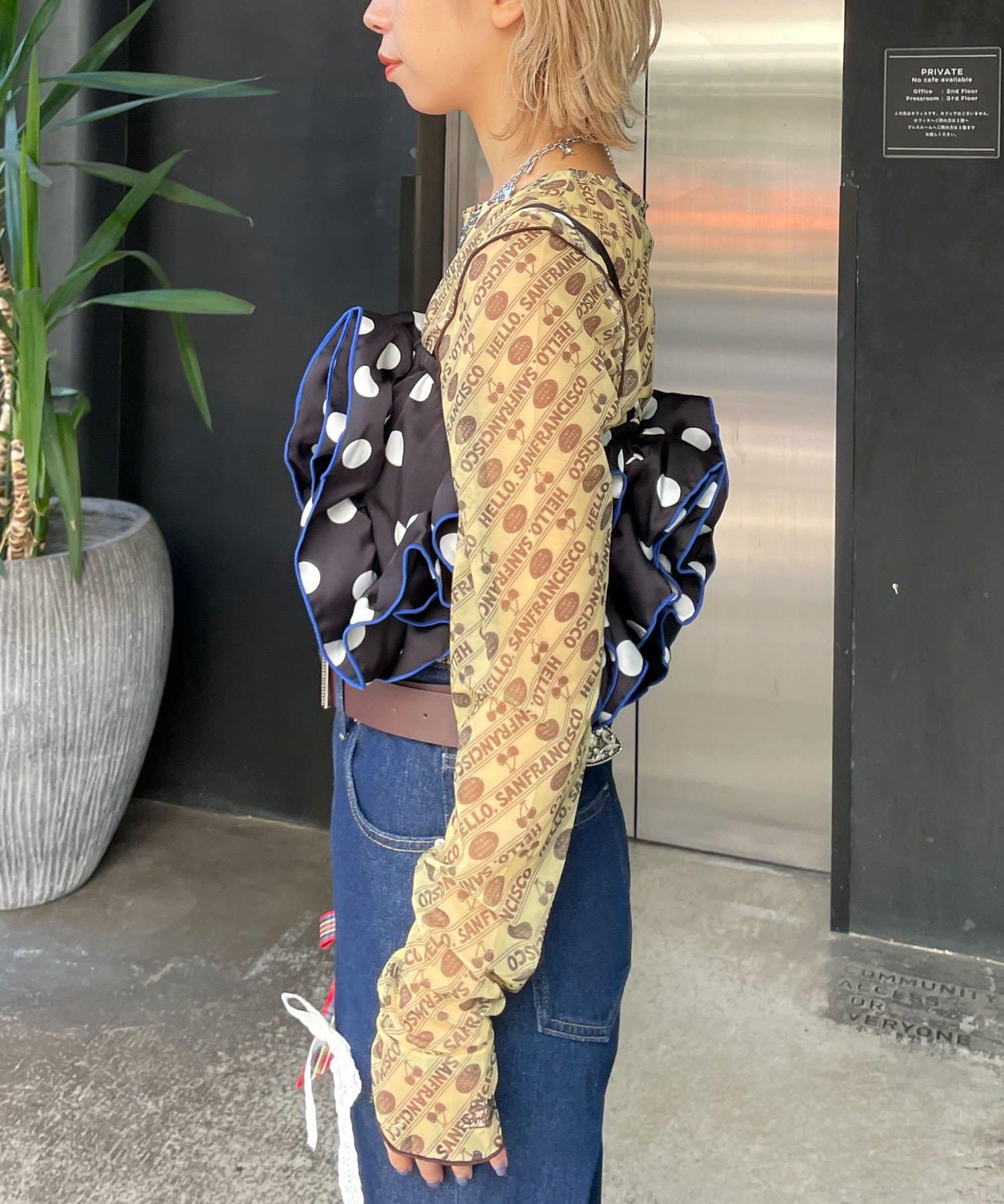 CIAOPANIC(チャオパニック) 【HELLO.SANFRANCISCO/ハローサンフランシスコ】ドット柄フリルビスチェ