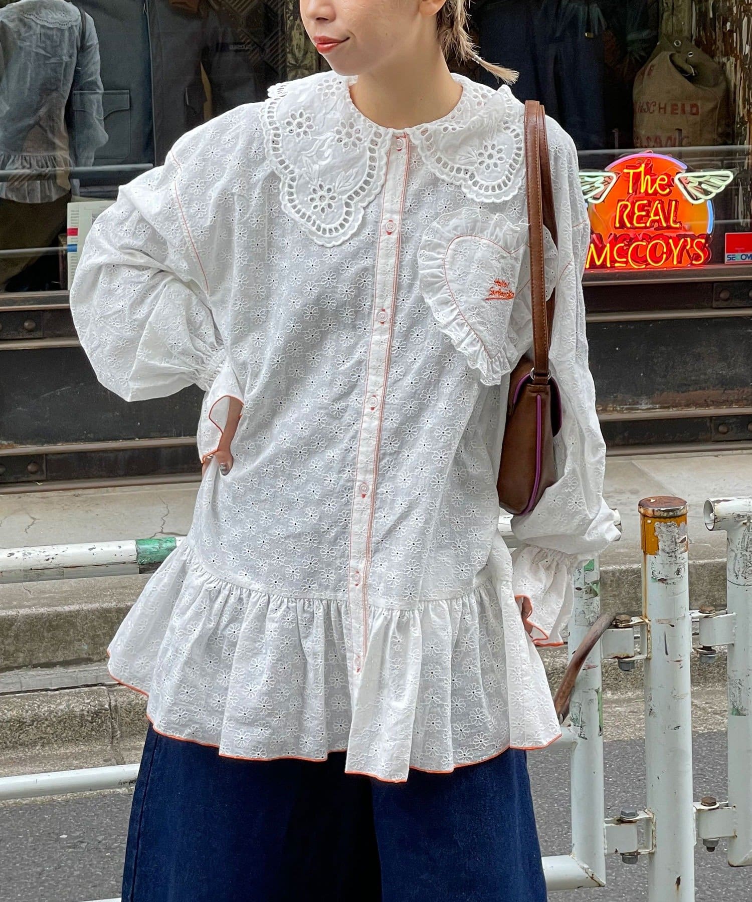 CIAOPANIC(チャオパニック) 【HELLO.SANFRANCISCO/ハローサンフランシスコ】フリルレースチュニックブラウス