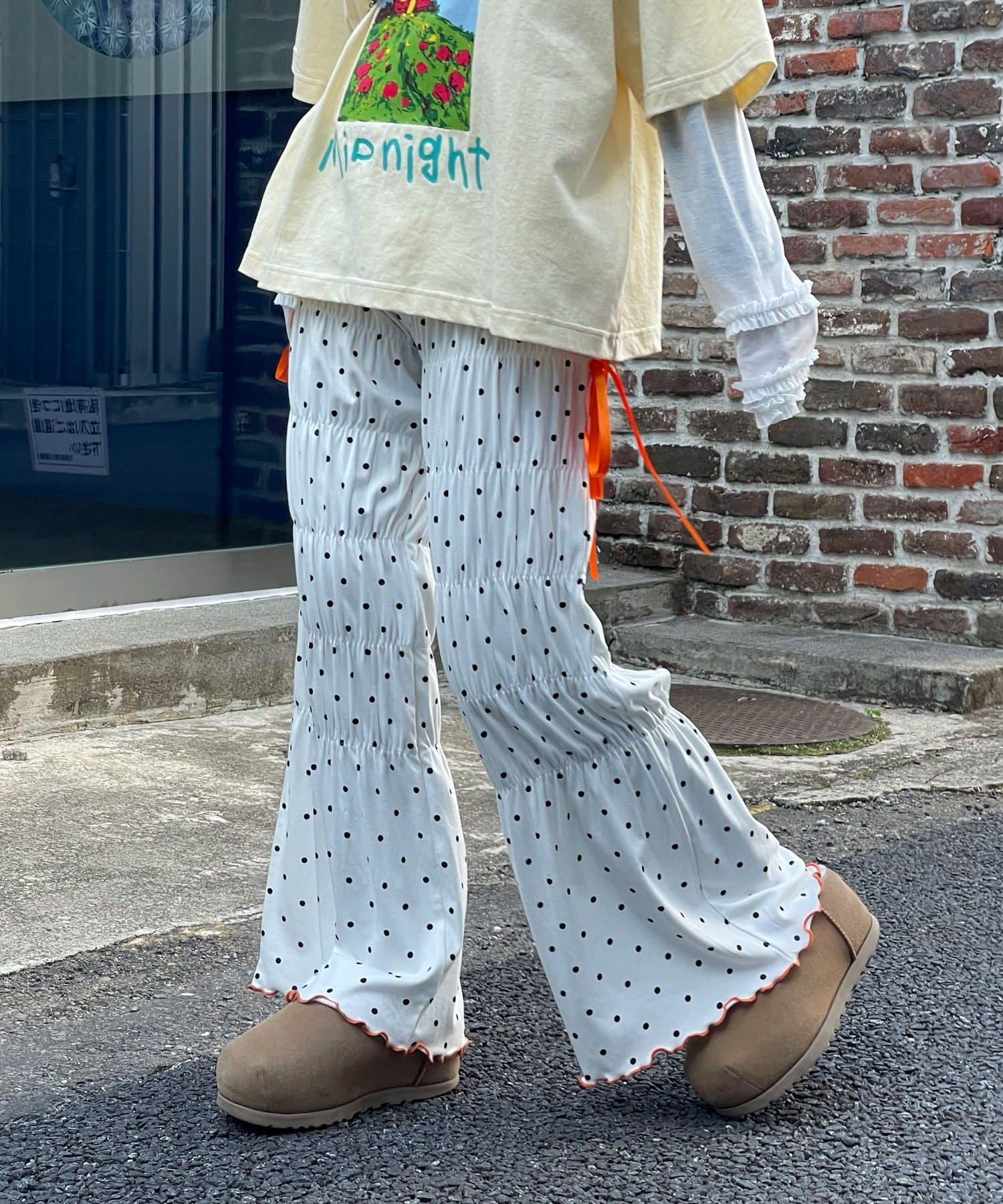 CIAOPANIC(チャオパニック) 【HELLO.SANFRANCISCO/ハローサンフランシスコ】ドット柄シャーリングパンツ