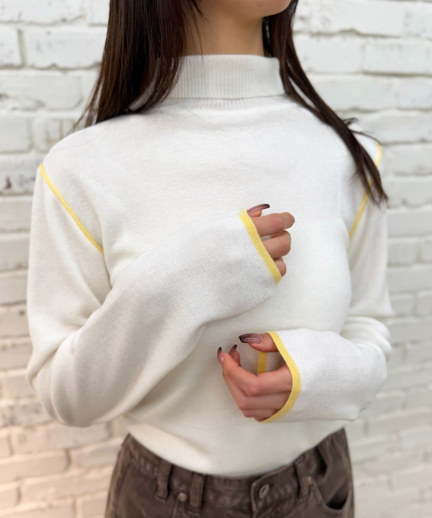 OUTLET(アウトレット) 【w closet】配色タートルニット